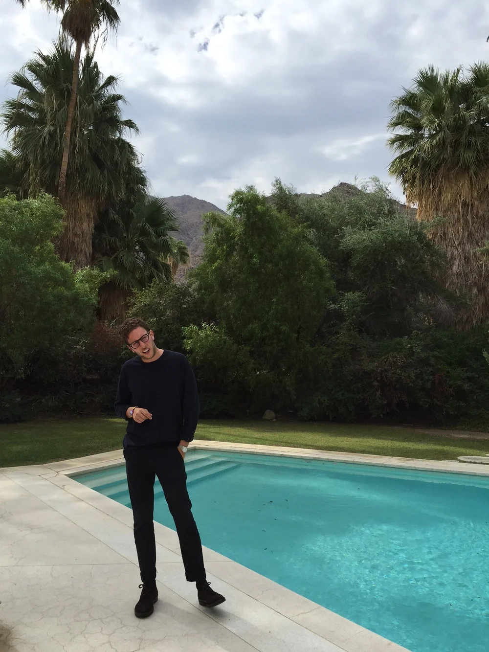  Alan deciding on a dip in Elvis's pool 