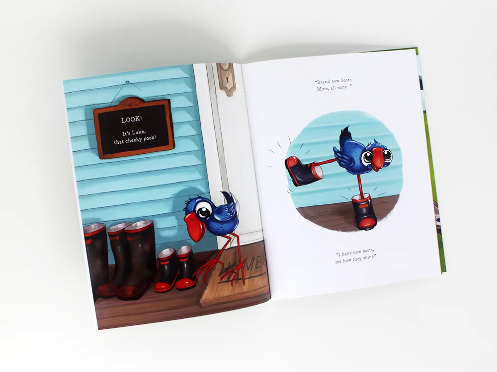 Luke the Pook Stuck in Poo What to do children’s book Pukeko Illustration Books