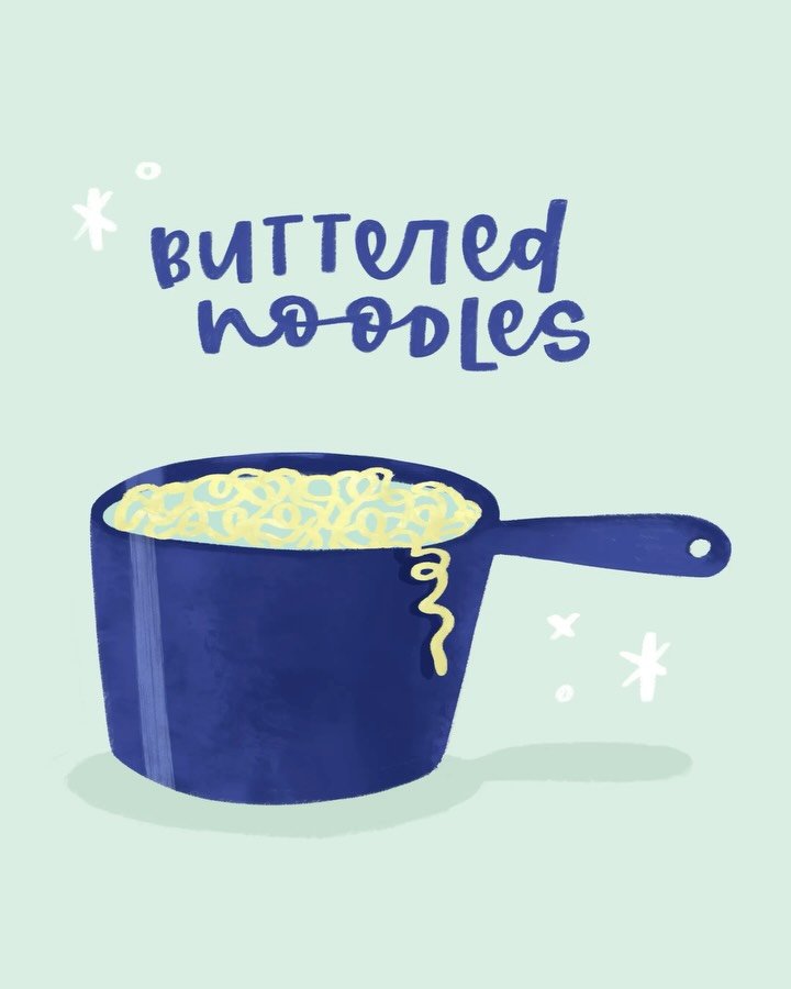 I love the idea of going back and redrawing old stuff. I drew the original (slide 3) in 2019. Pre-pandemic, a simpler-ish time, I was still in my 20s &hellip; probably eating a lot more buttered noodles. 😂🧈 can&rsquo;t wait to redraw this again in 