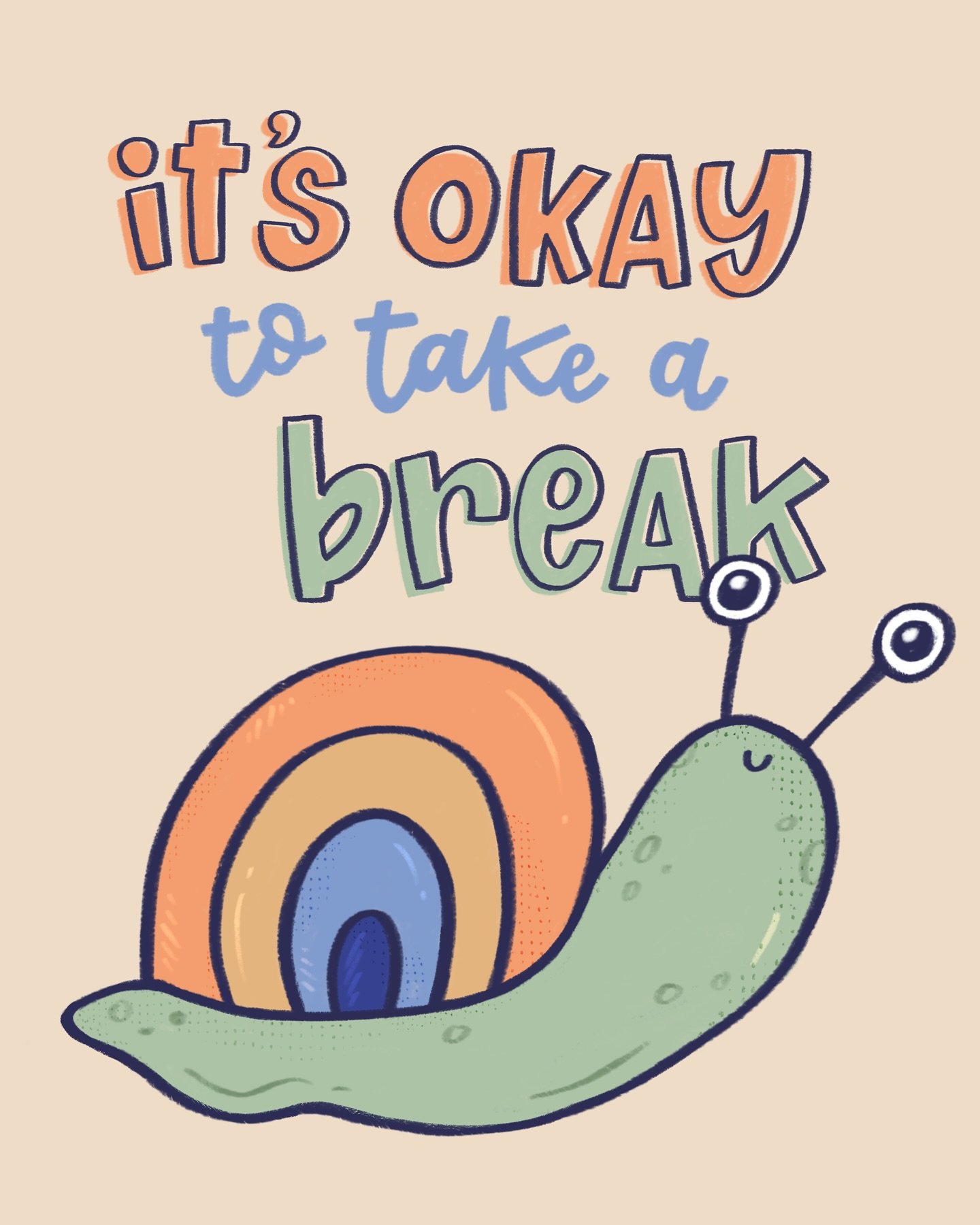 Sometimes life be life-ing too much. Mr. Snail says it&rsquo;s okay to take a break 🐌
.
.
.
#doodle #doodling #illustrationoftheday #lettering #createeveryday #handlettering #letteringart #digitalart #designspiration #procreateart #procreatebrushes 