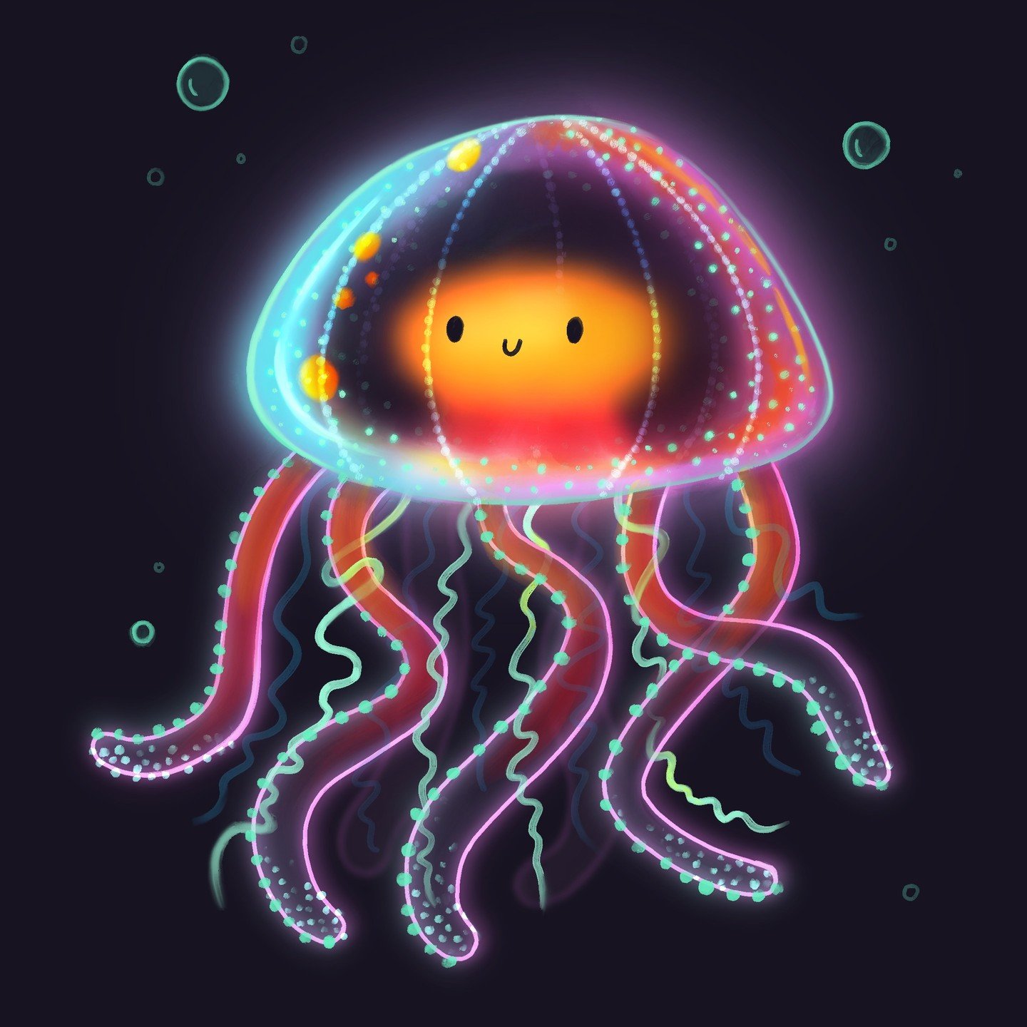 Another glowy sea creature for you guys. This one is a translucent bioluminescent lil' squishy jellyfish.

Fun jellyfish facts:
🪼 The crystal jellyfish helped scientists discover GFP (green fluorescent protein), which is now used in medical research