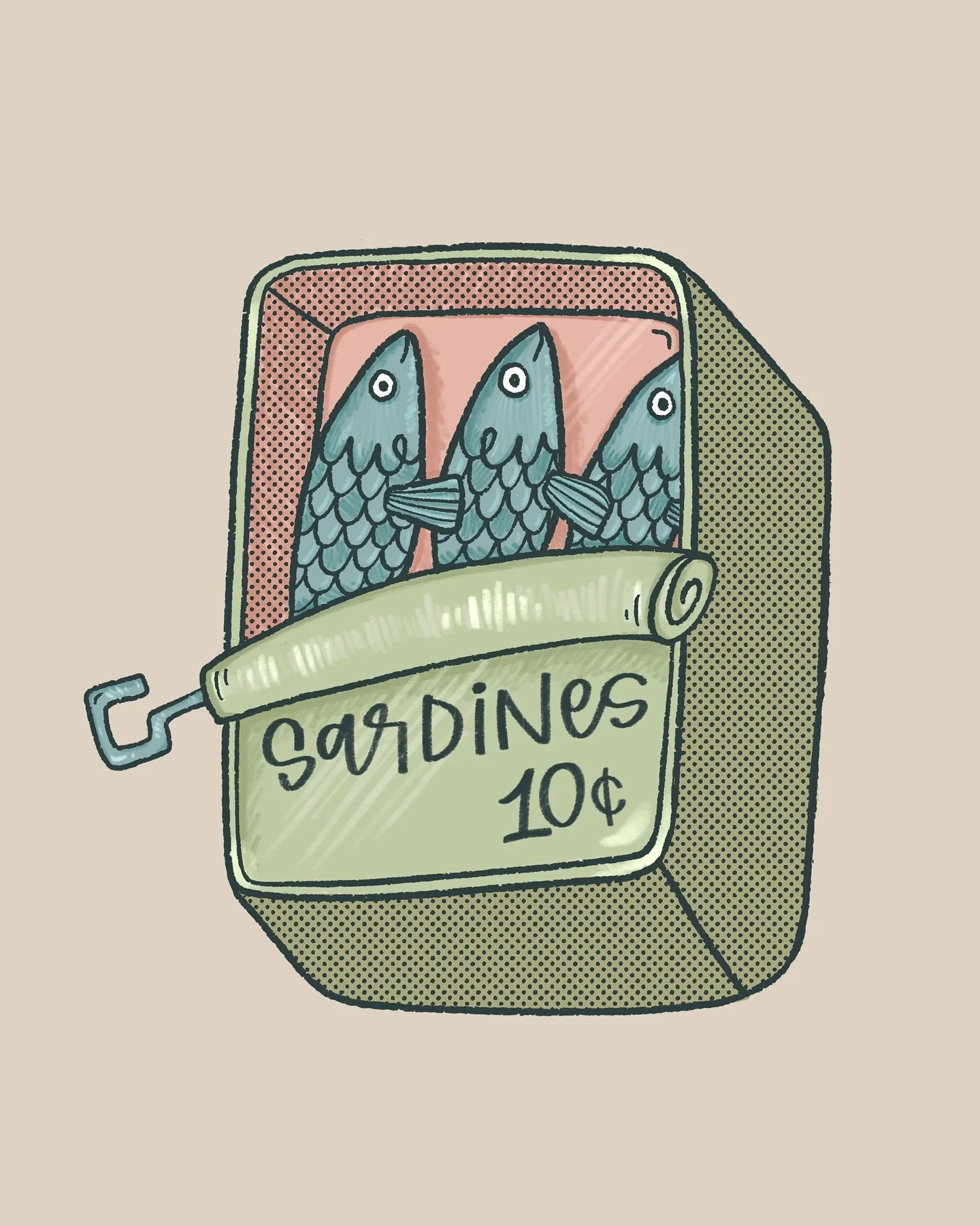 Why is drawing sardines in a can so trendy right now? I can&rsquo;t help but doodle some too 🐟
.
.
.
#doodle #doodling #illustrationoftheday #lettering #createeveryday #handlettering #letteringart #digitalart #designspiration #procreateart #procreat