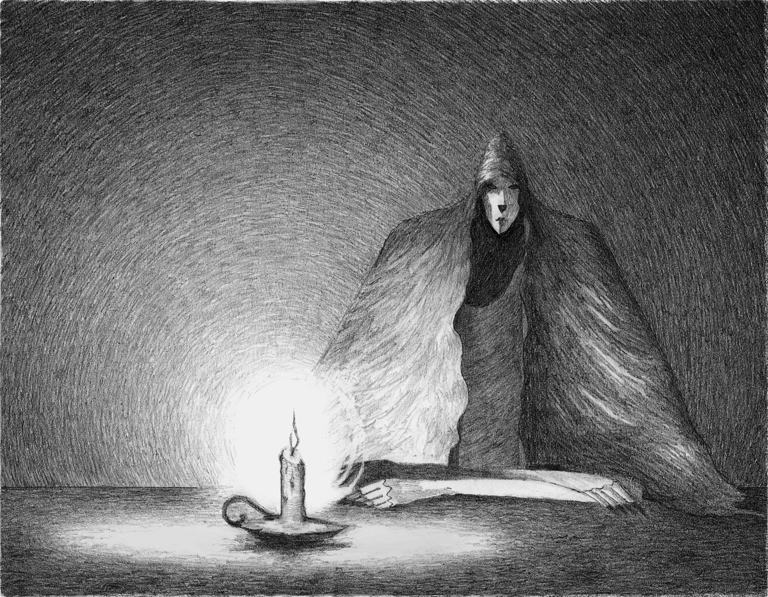 "The Visitor" Dark Fantasy Pencil Illustration