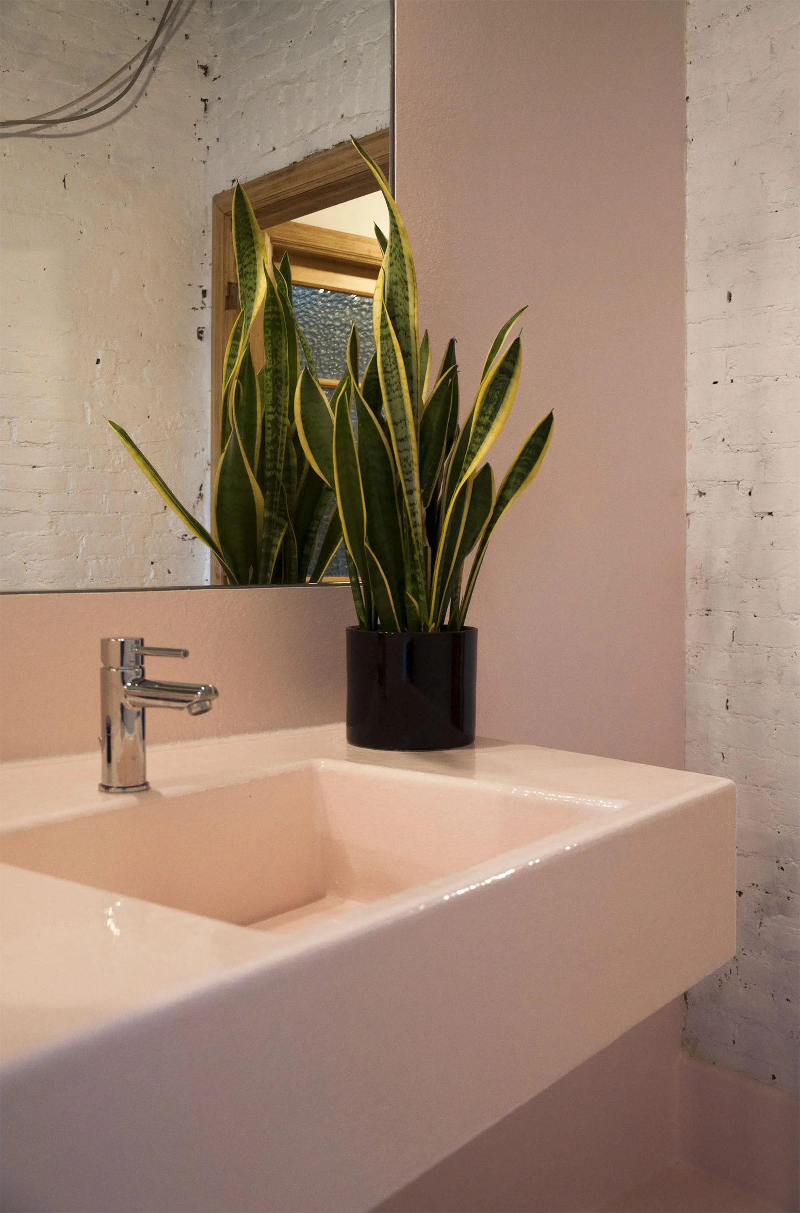 pink polyester bathroom