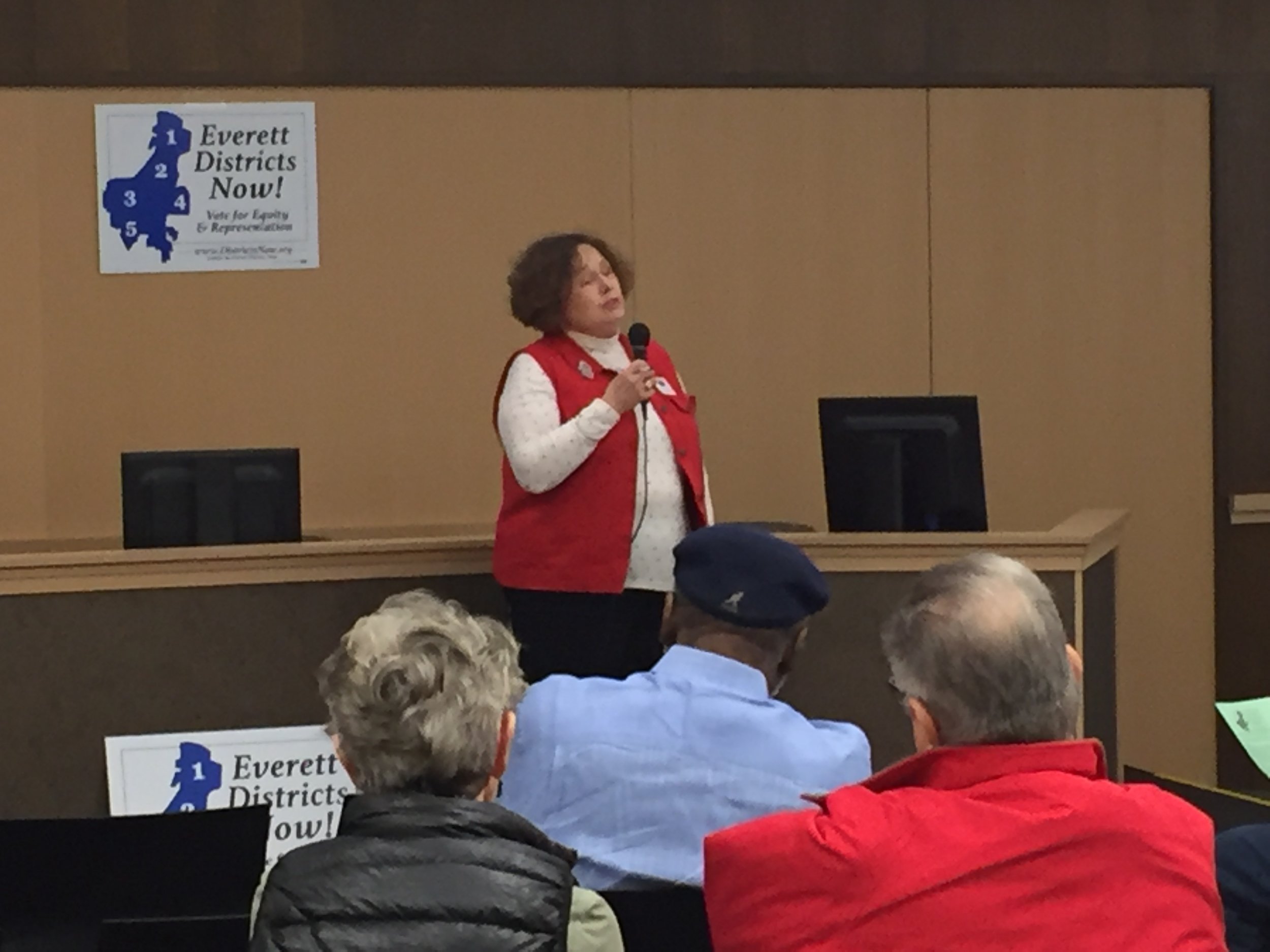  MJ Donavan-Creamer, sharing why the League of Women Voters is fighting for 5-2 districts! 