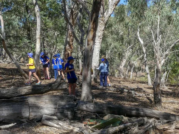 Photo: The outdoor classroom - investigating nature's treasures and the many habitats the landscape provides.