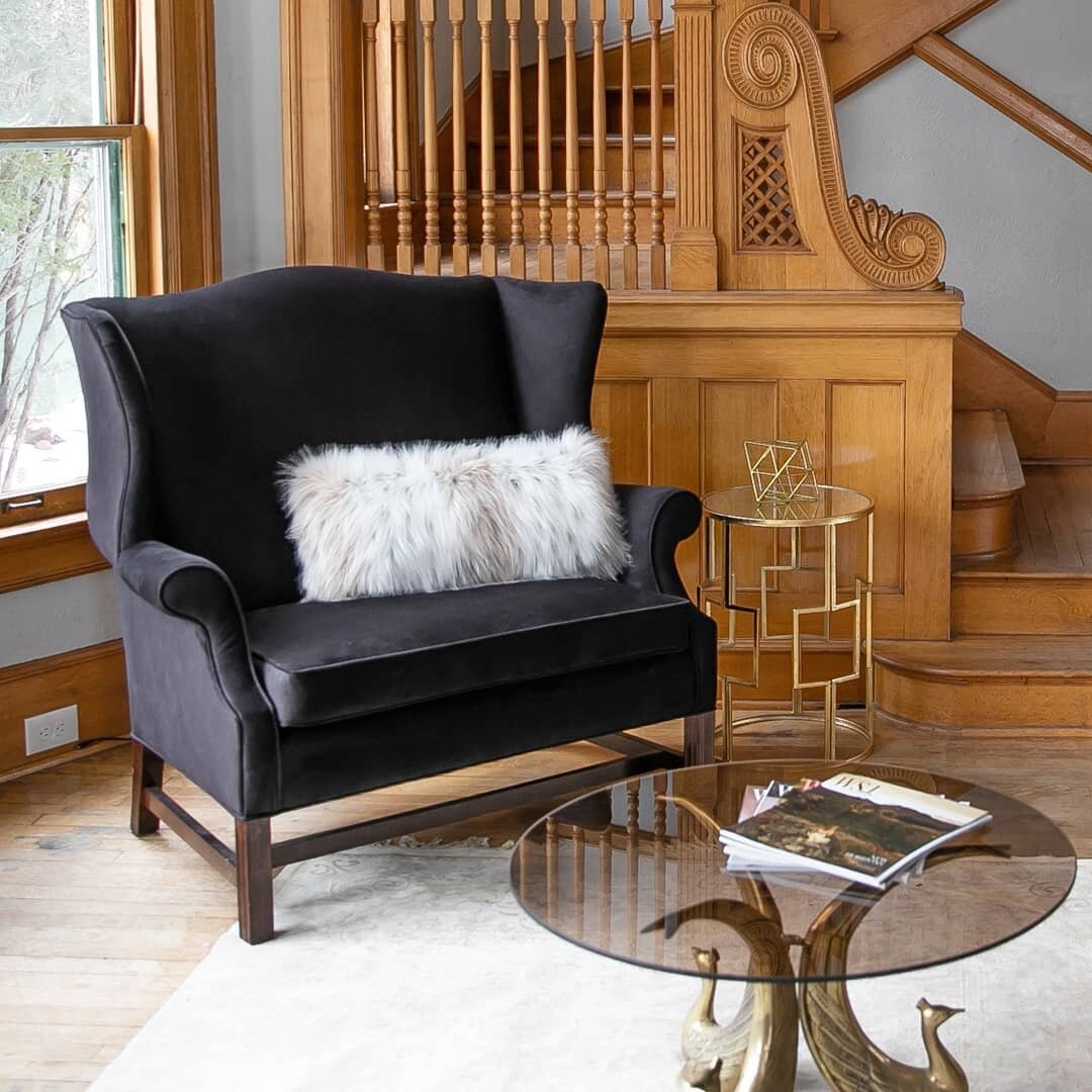 This chic wingback didn't always look so chic. Scroll to see before.

Our customer kept this chair that had been in her family for years and hoped to find a way to incorporate it into her home interior design. Instead of throwing away, she choose to 