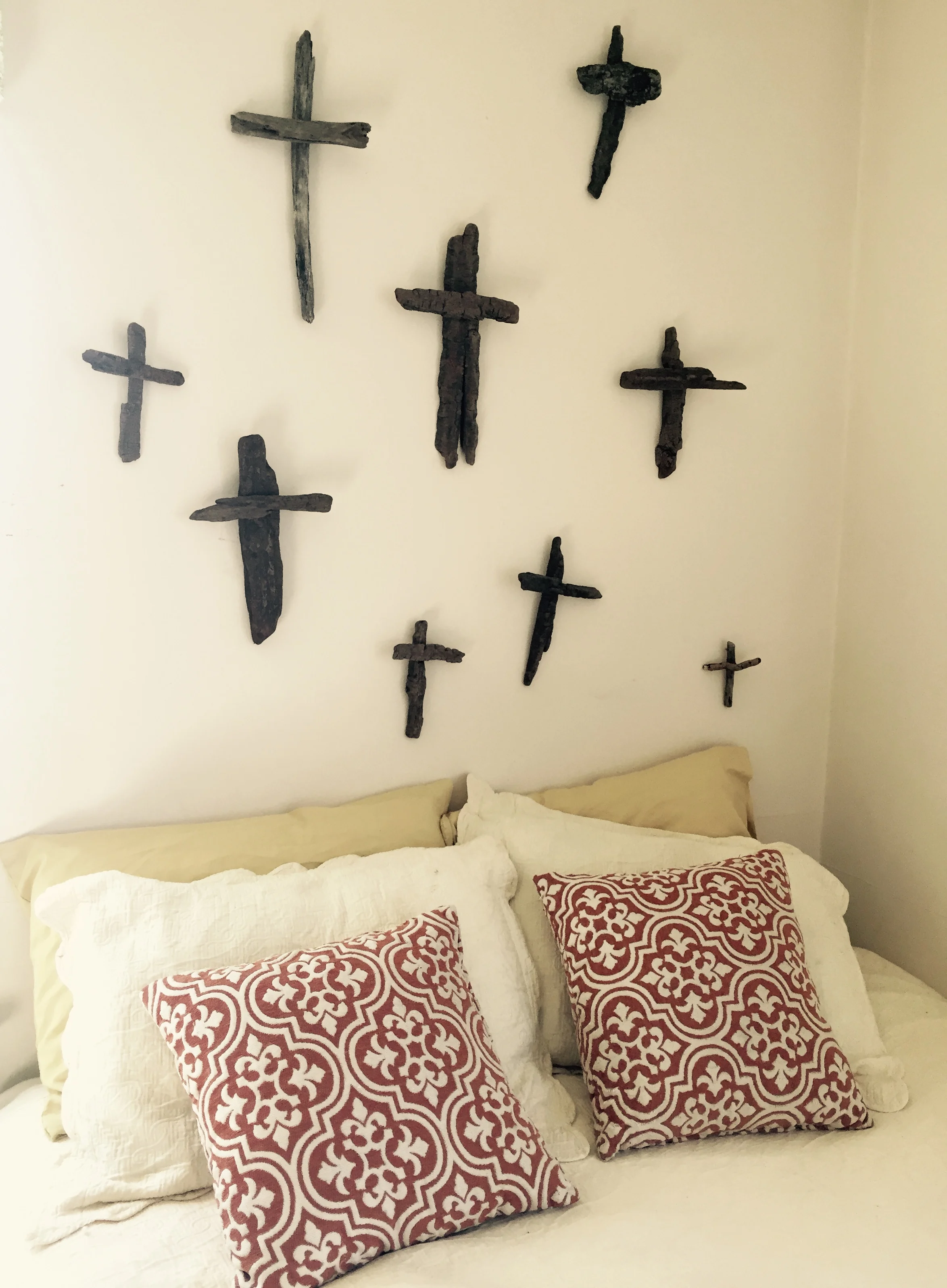 River Driftwood Cross display inspired by Spanish Churches