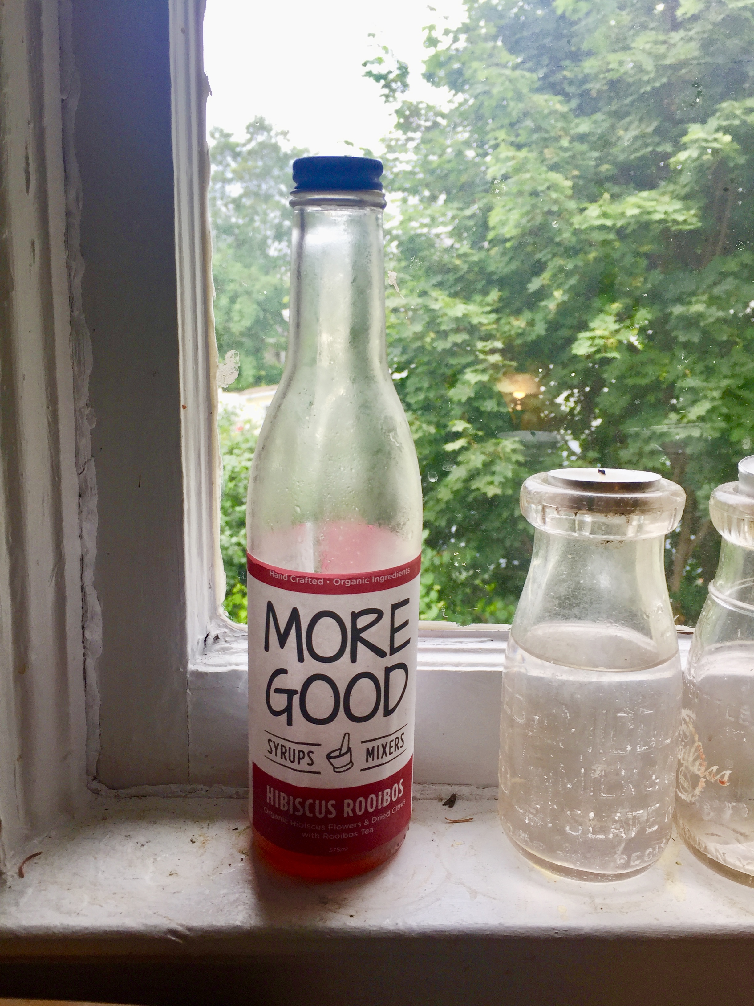 Plan of AttackAdd six cups of water to a medium stockpot. When it is at a rolling boil add 2-3 ounces of hibiscus syrup (I use "More Good Hibiscus Roobius*- pictured) and the raspberries. Boil the mixture until the mixture is a deep red color and th…