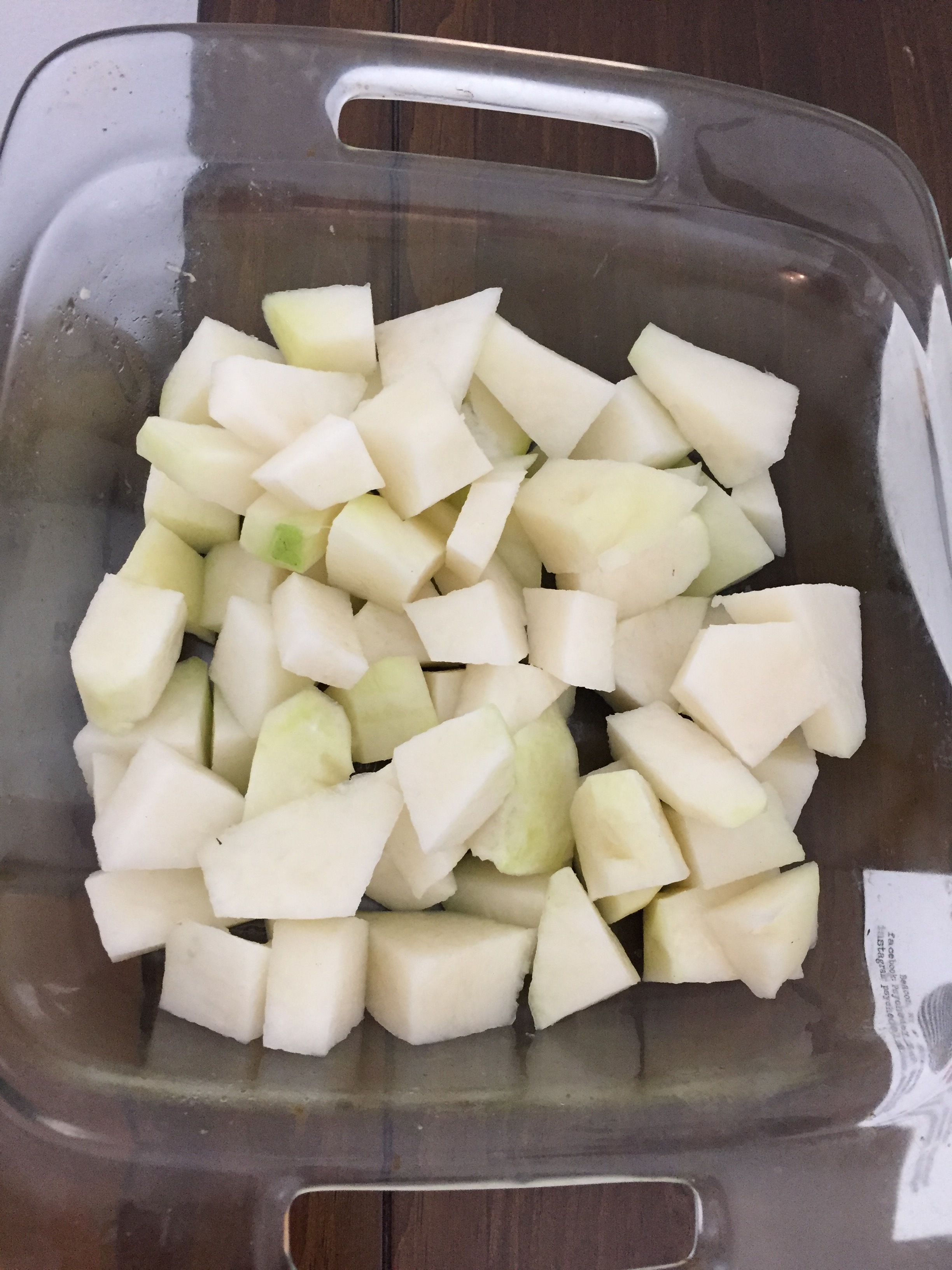 Roast the pieces until the edges are crisp (15 minutes) and then cover with shredded/grated parmesan cheese. Pu back in the oven and cook for another 5 minutes.