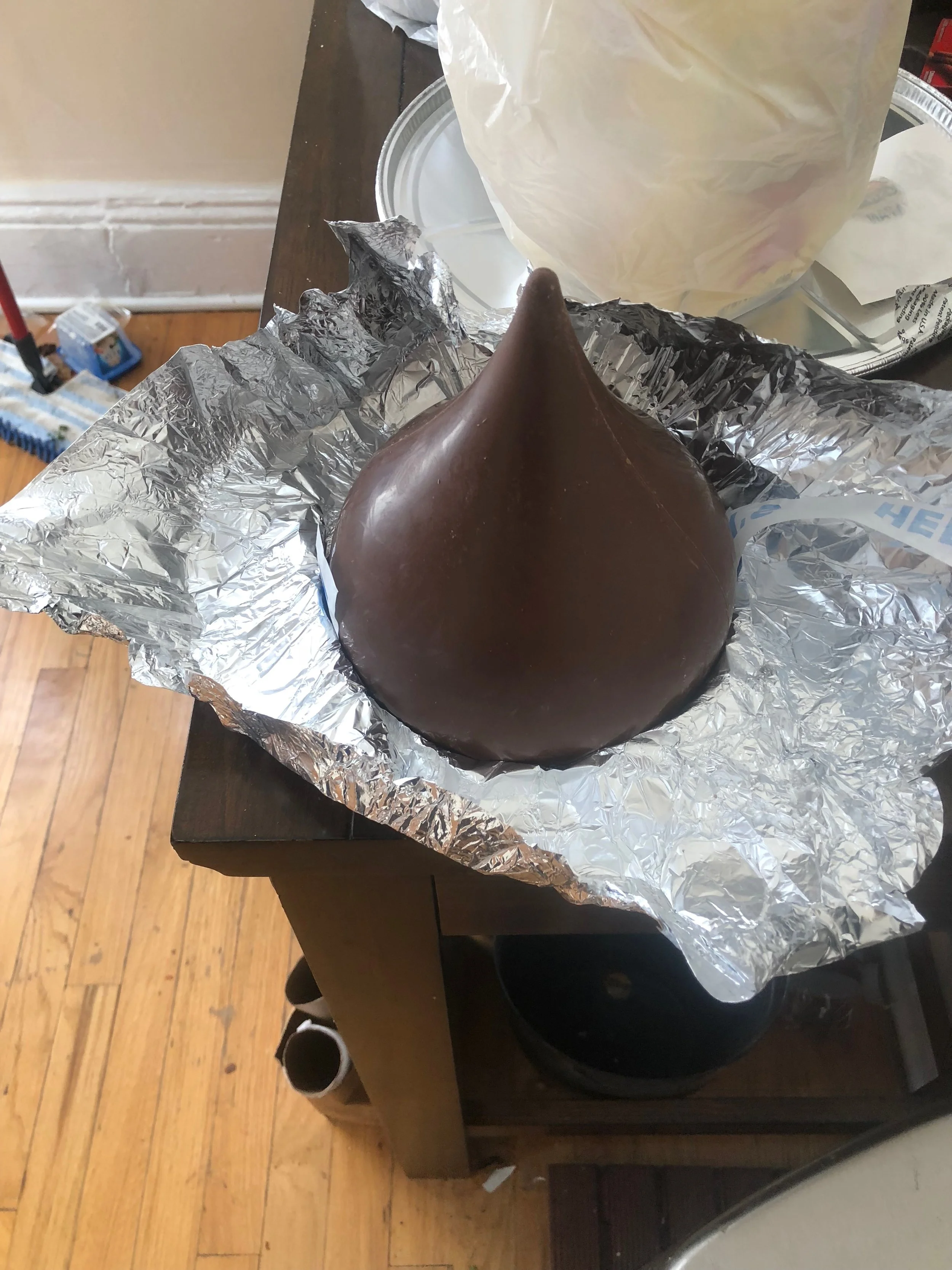 Look at your massive Hershey kiss unwrapped and admire how awesome it is