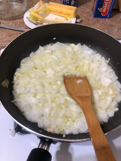 Cook onions until they are clear and cooked (9-11 minutes). Remember not to miss stirring the ingredients so everything get cooked evenly.&nbsp;