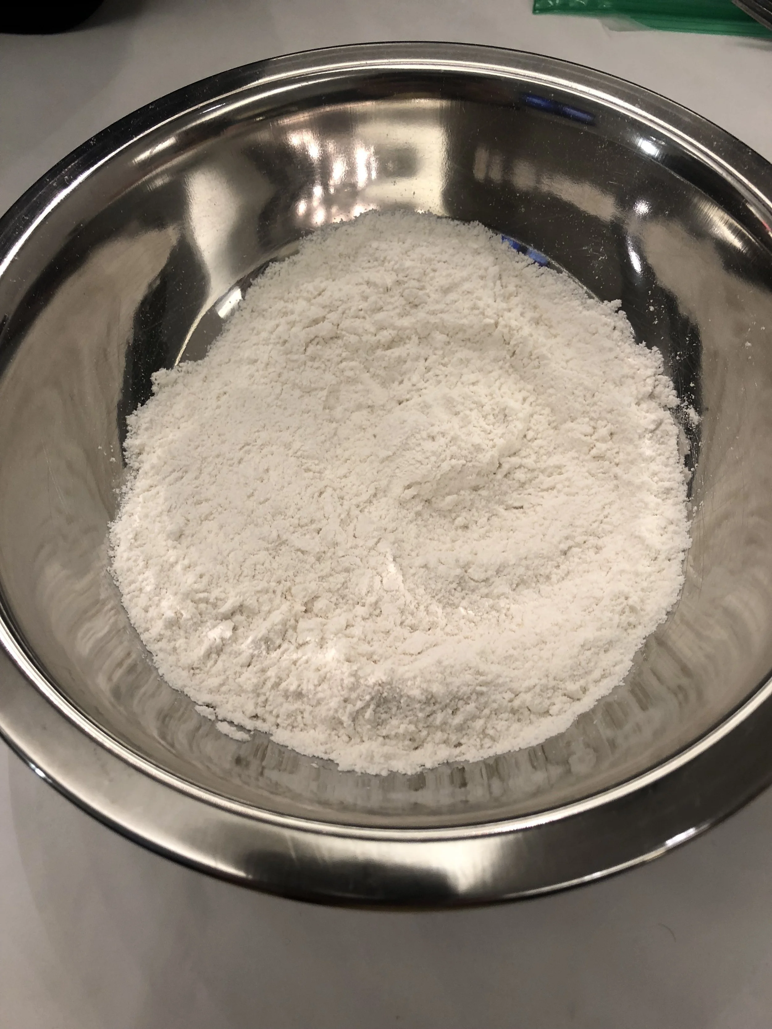 Put flour ingredients in mixing bowl.