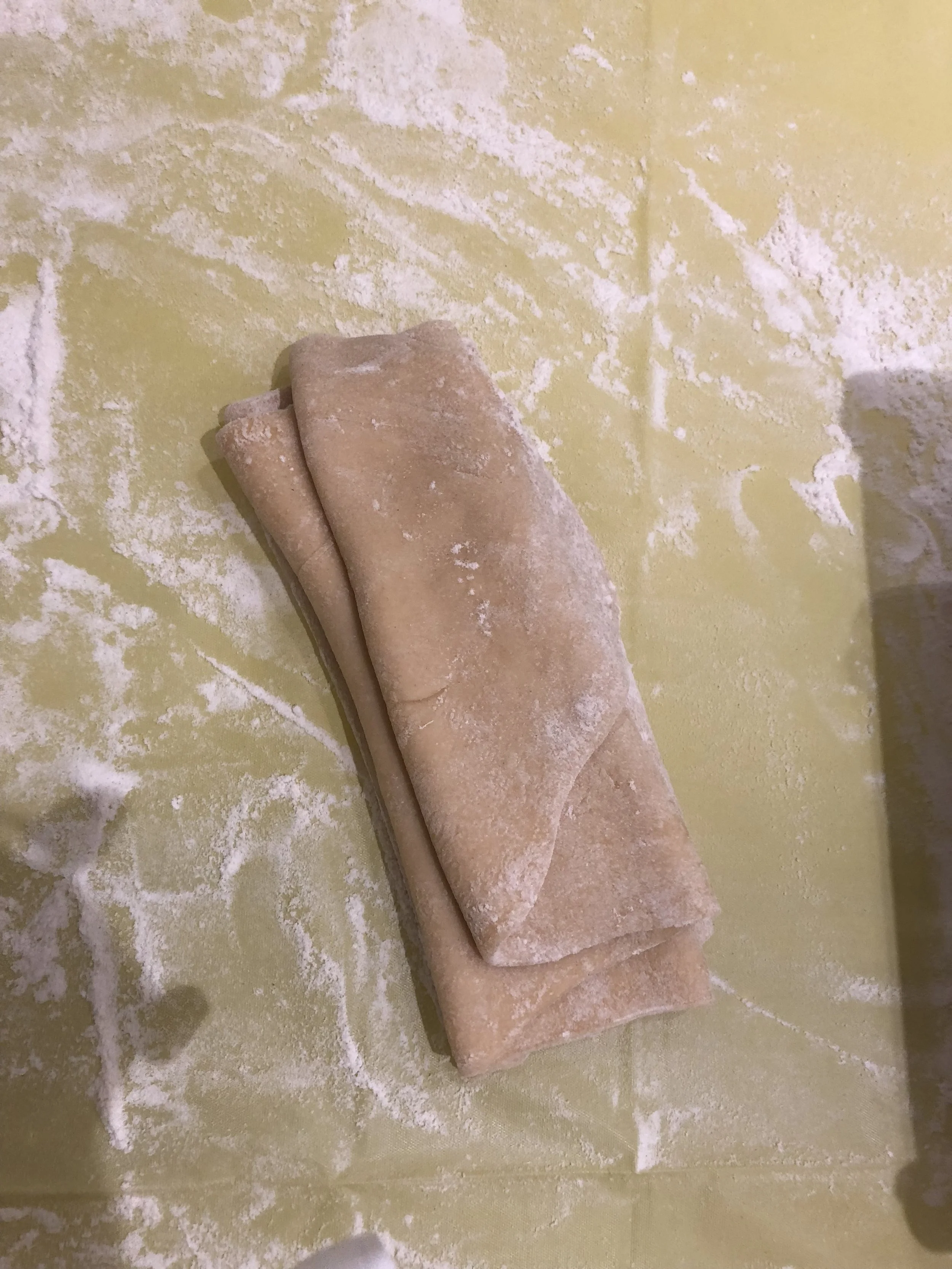 Put through the pasta maker until it is the consistency of a workable sheet. 