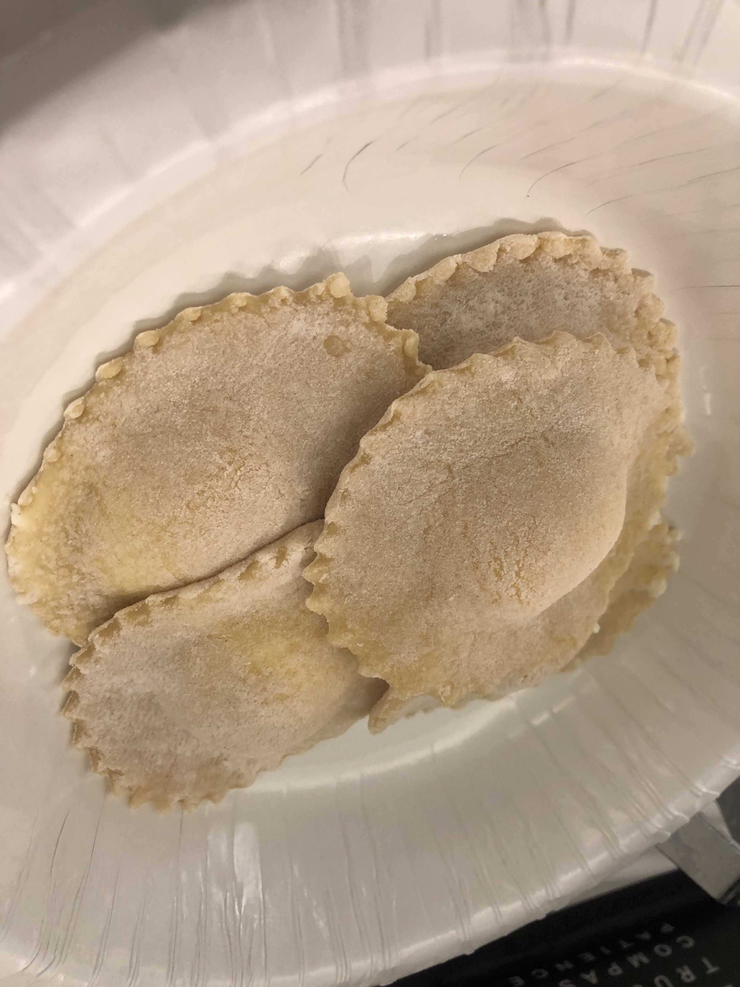 Take your floured raviolis to a salted pot of boiling water. Put them in and when they rise to the top they're al dente...or as the Italian in my soul says -"DONE!"Serving suggestion: Serve covered in butter. sage and lemon sauce which is provided v…