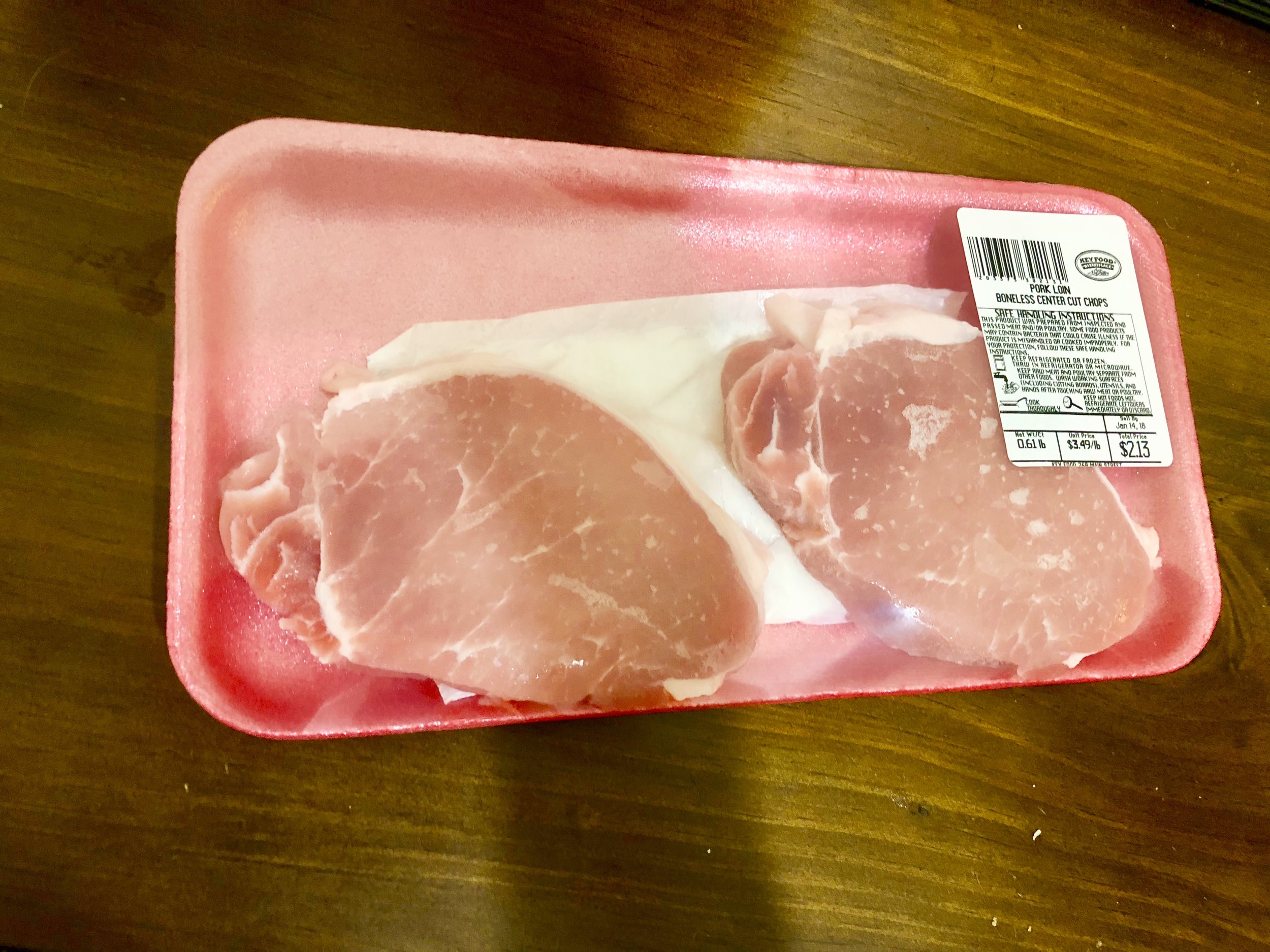 Choose Pork Chops at the Grocery Store with no bones and with relatively very little fat