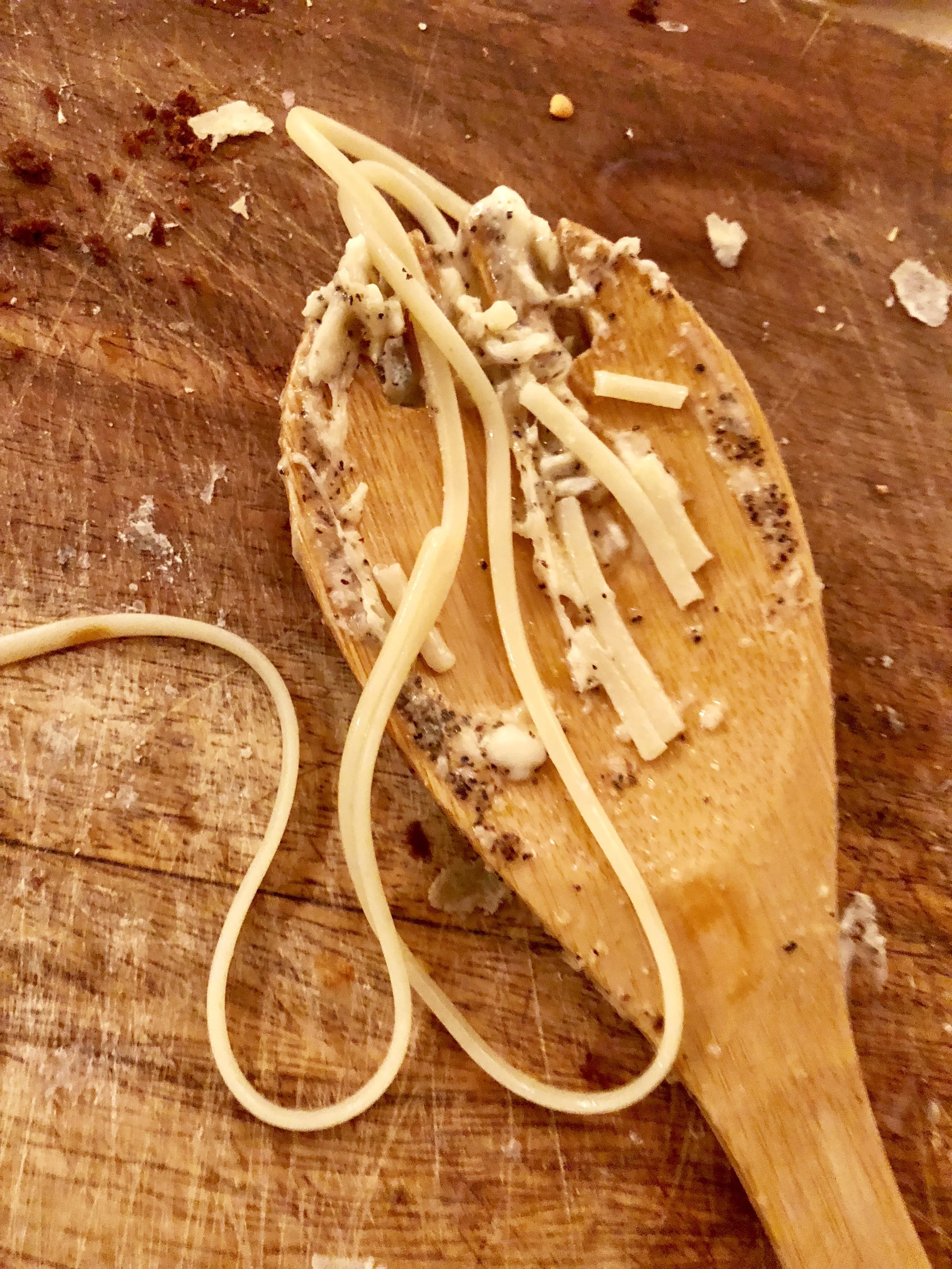 Clean the spoon and I won't judge ya if ya lick it with your mouth...Serve pasta hot and cover with parmesan cheese.Published at 5:06