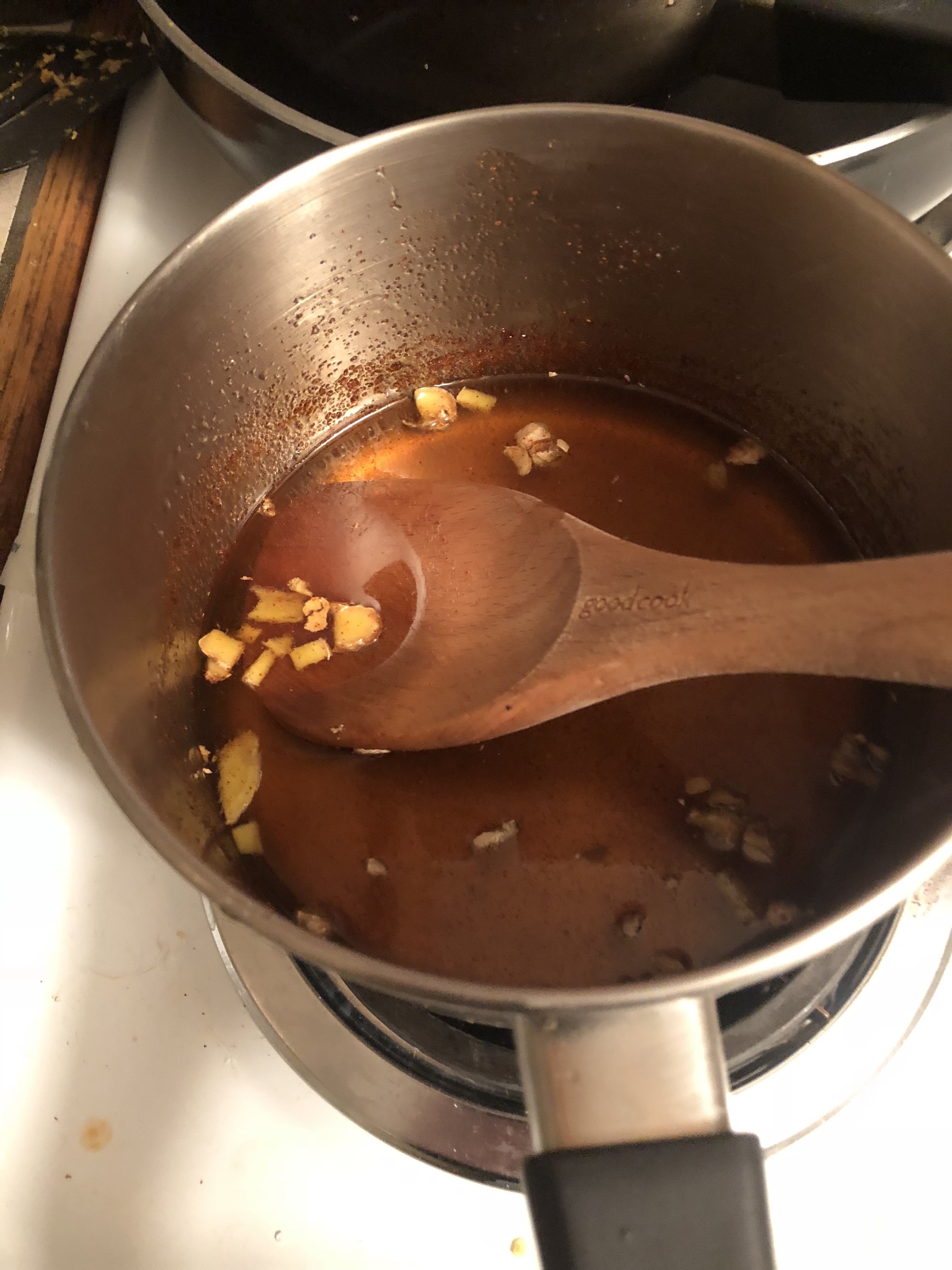 When mixture is completely integrated, remove it from the heat and allow it to cool to room temperature.