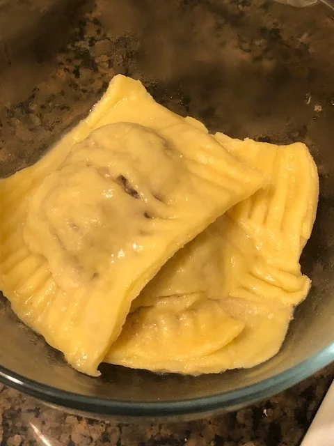 The ravioli in this recipe will be very hearty and cooked perfectly when they're a clean al dente. Serve, covered in sauce and with grated parmesan on top.&nbsp;*My comments: When I make this again I plan on adding more Rosemary and perhaps a little…