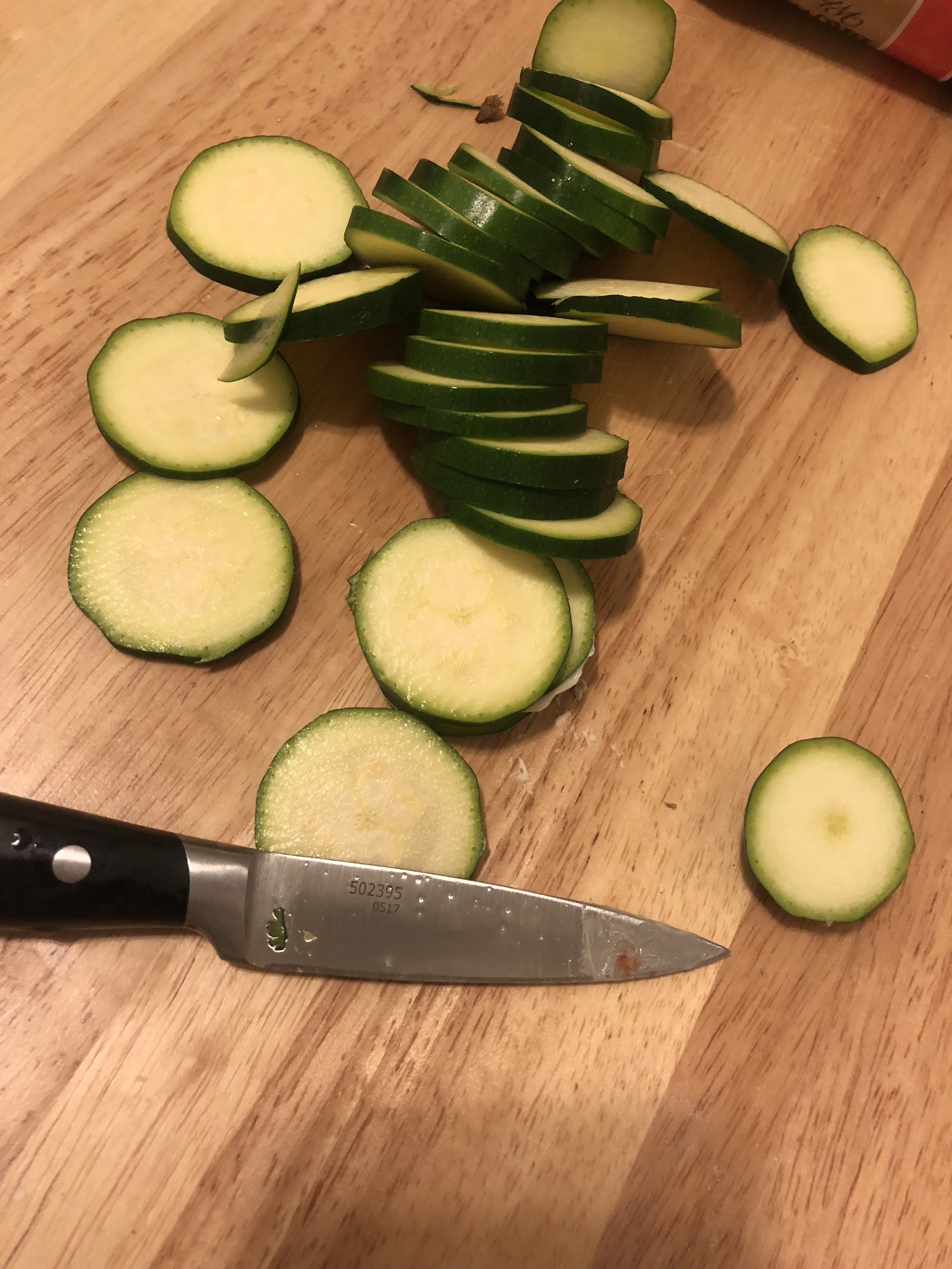 Thinly slice the zucchini