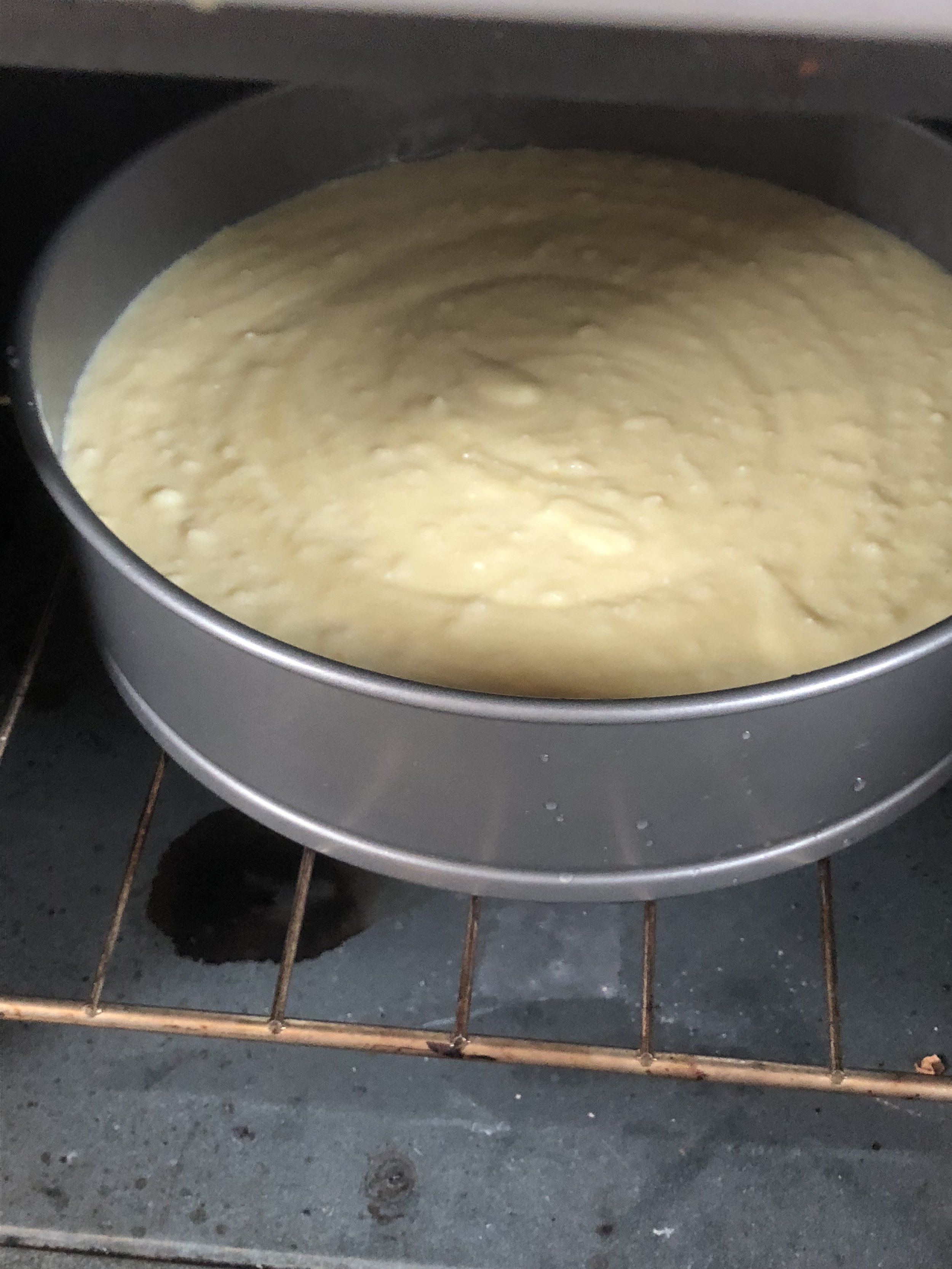 Pour the batter into the pan