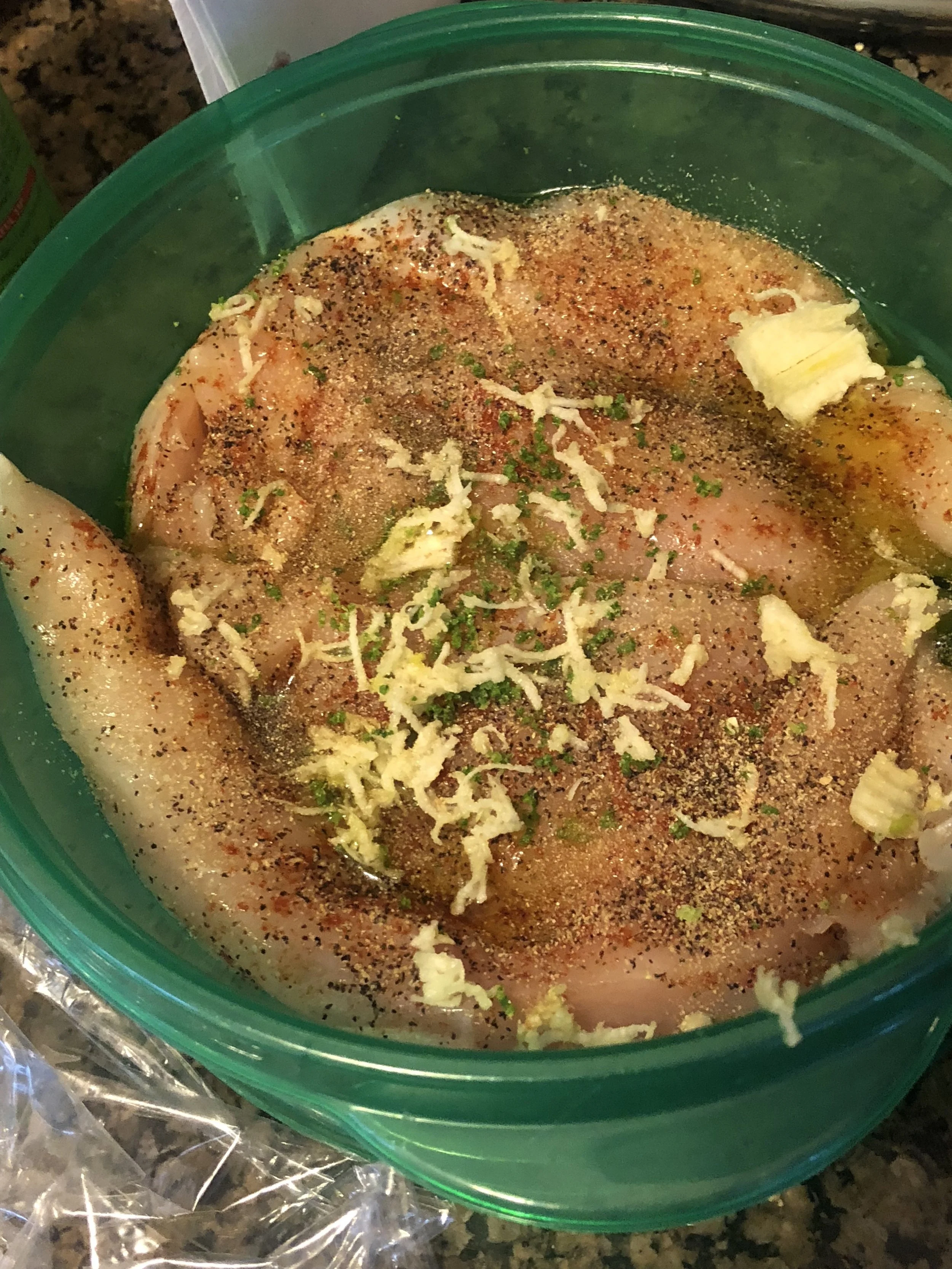 Cover the chicken and refrigerate as you marinate for at least 3 minutes. While the chicken marinates, make the sauce.