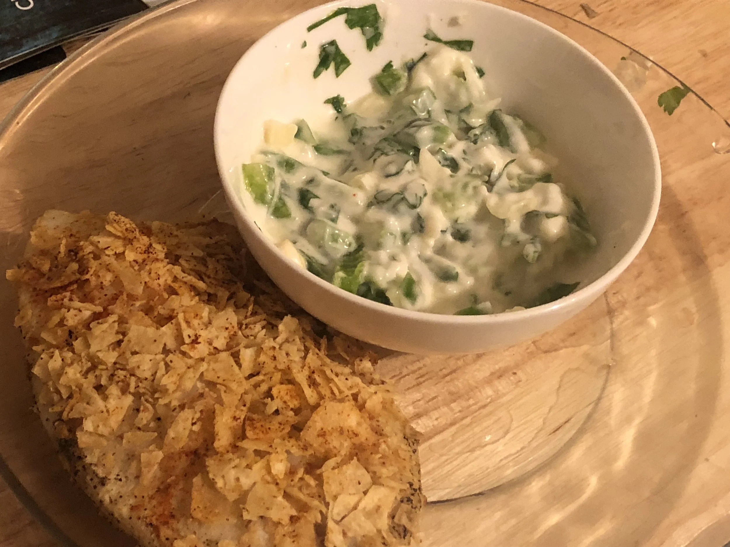 Serve fish with a side of the jalapeño aioli *I would have made more aioli, if I knew how awesome it would be and how the fish would soak it up! Perfect compliment!