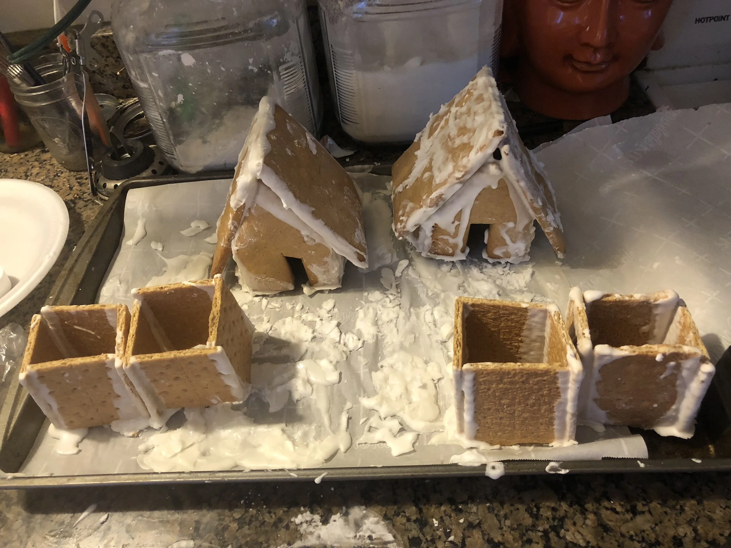 Royal Icing5-8 egg whites2 cups of powdered sugartsp of cream of tartarPlan of AttackWhip the egg whites and cream of tartar until sm peaks formGradually add in the powdered sugar; Store covered in your refrigerator.* I used another gingerbread reci…