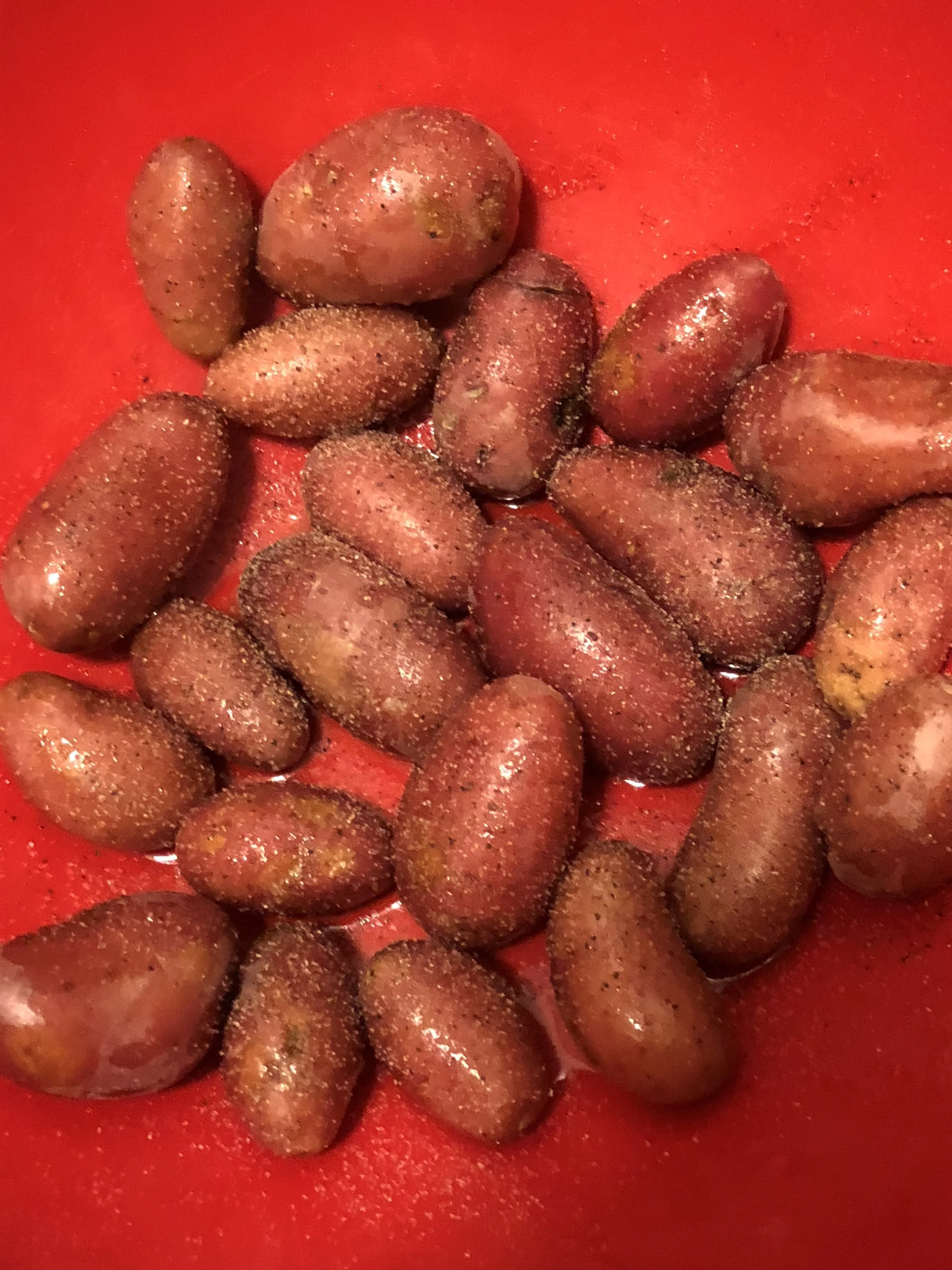 Toss them with olive Oil, Salt, Pepper and Powedered garlic