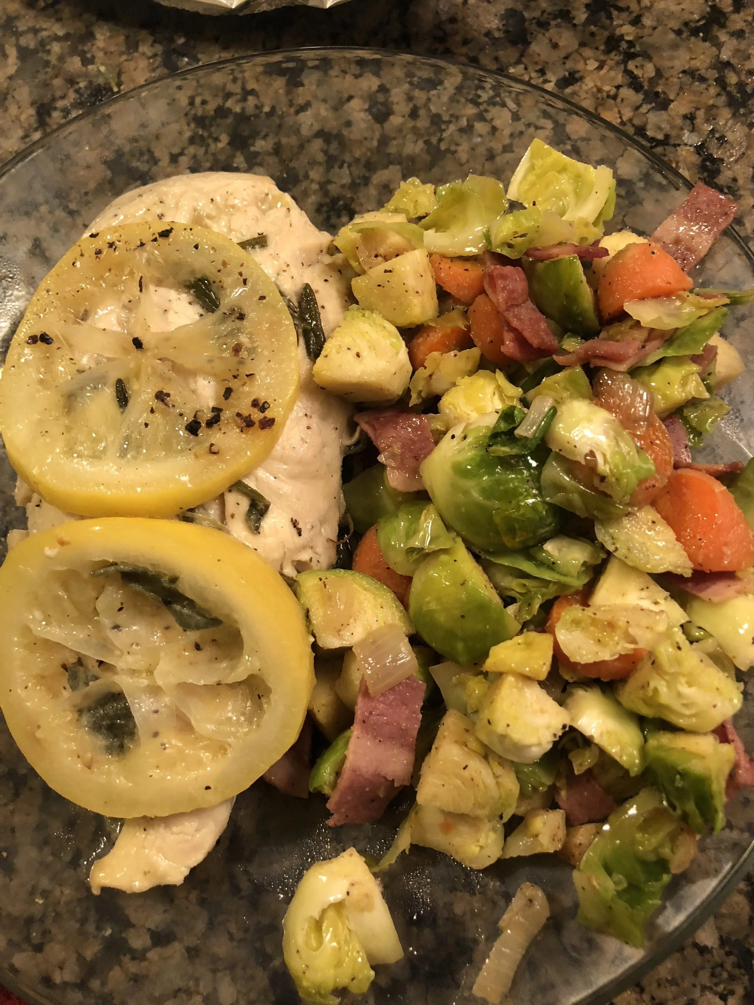 Seen here- served (to myself) with sauce of root vegetables.My comments- This recipe was super simple and it was done in very little time. I used my meat mallet (flat side) to make the chicken pretty consistent width for even cooking, and since they…