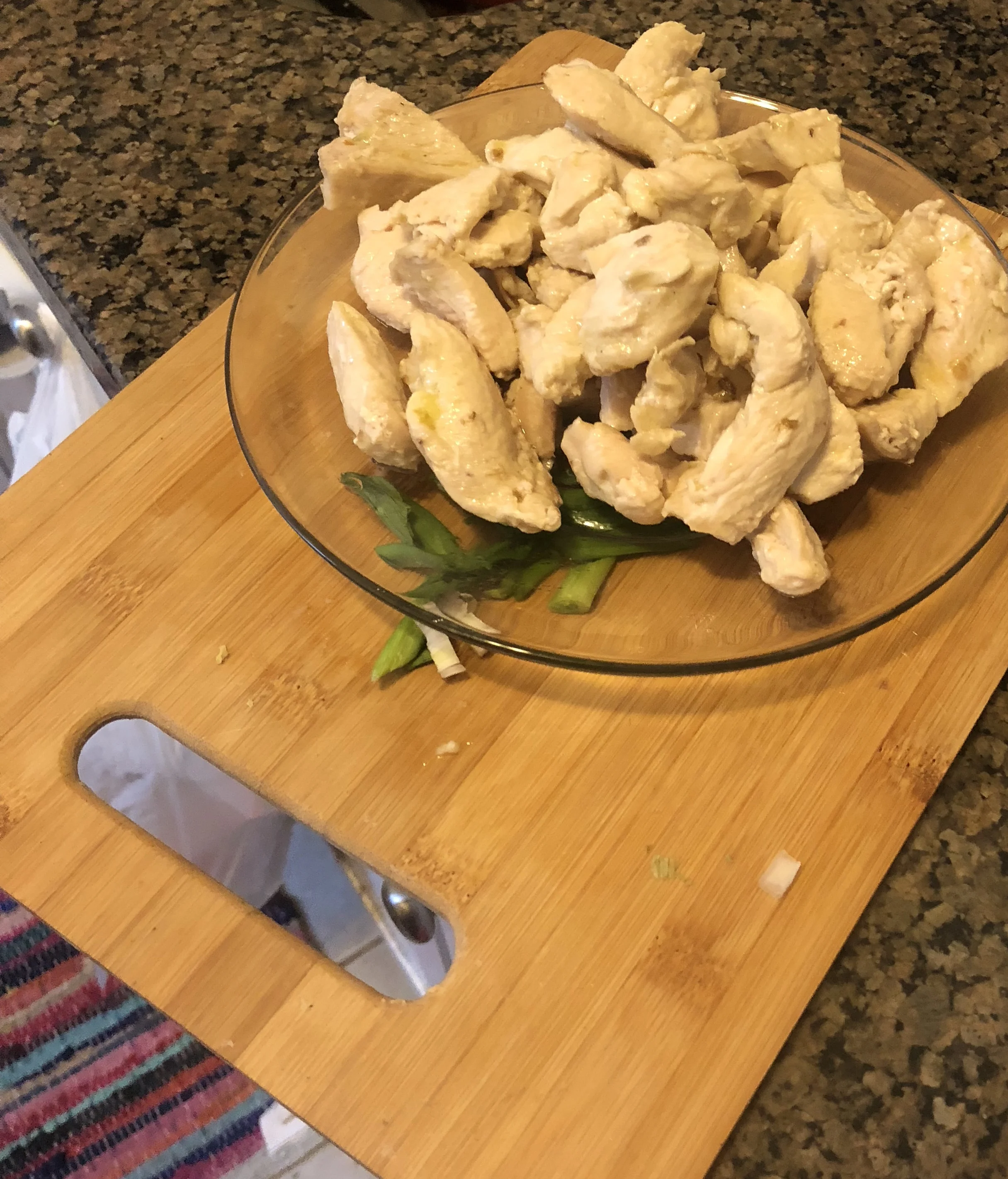 Remove the chicken and then add the ginger mixture back into the pan. Add the chicken in and mix together.