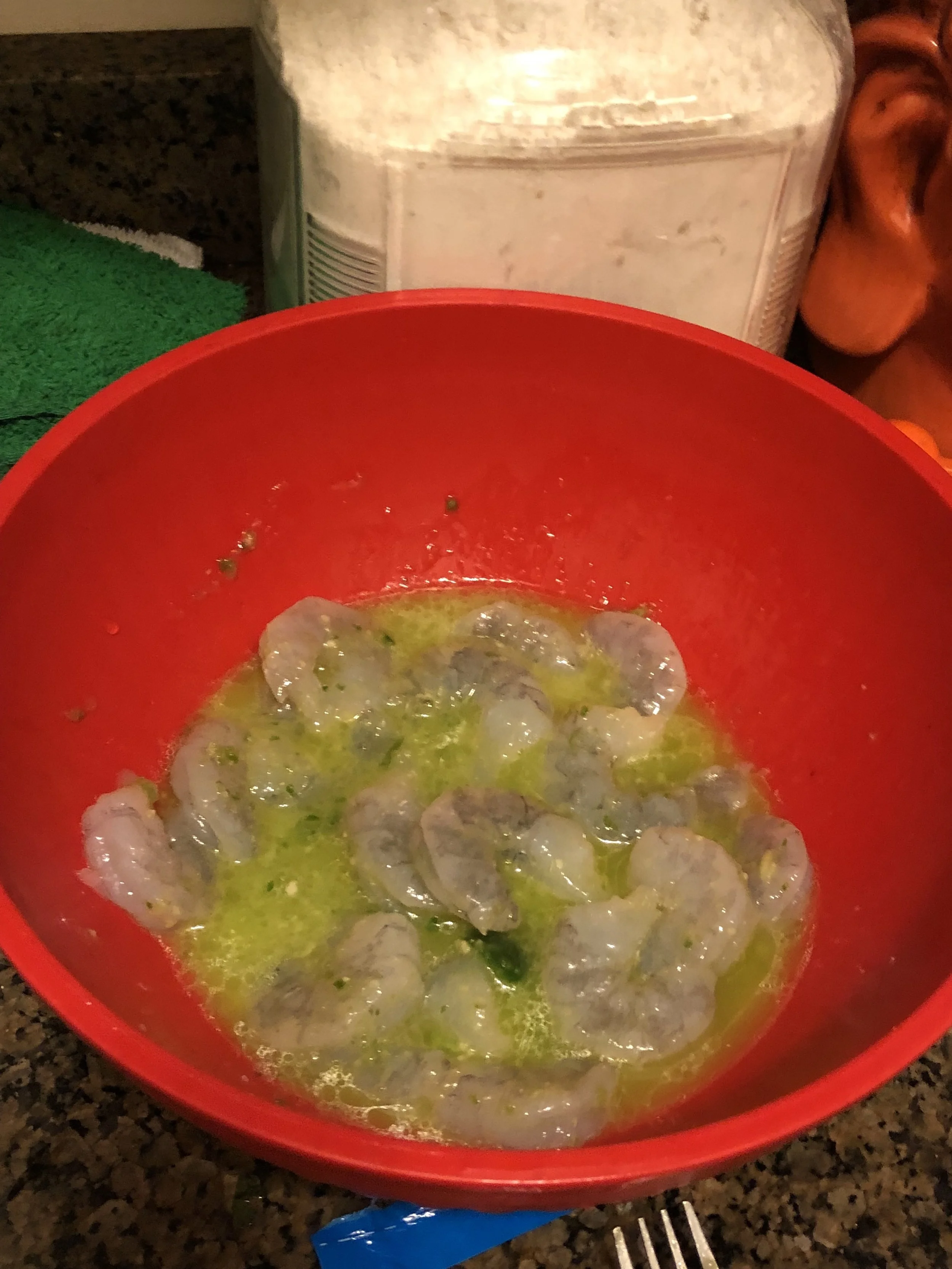 Marinate the shrimp for 15 minutes (or up to an hour)