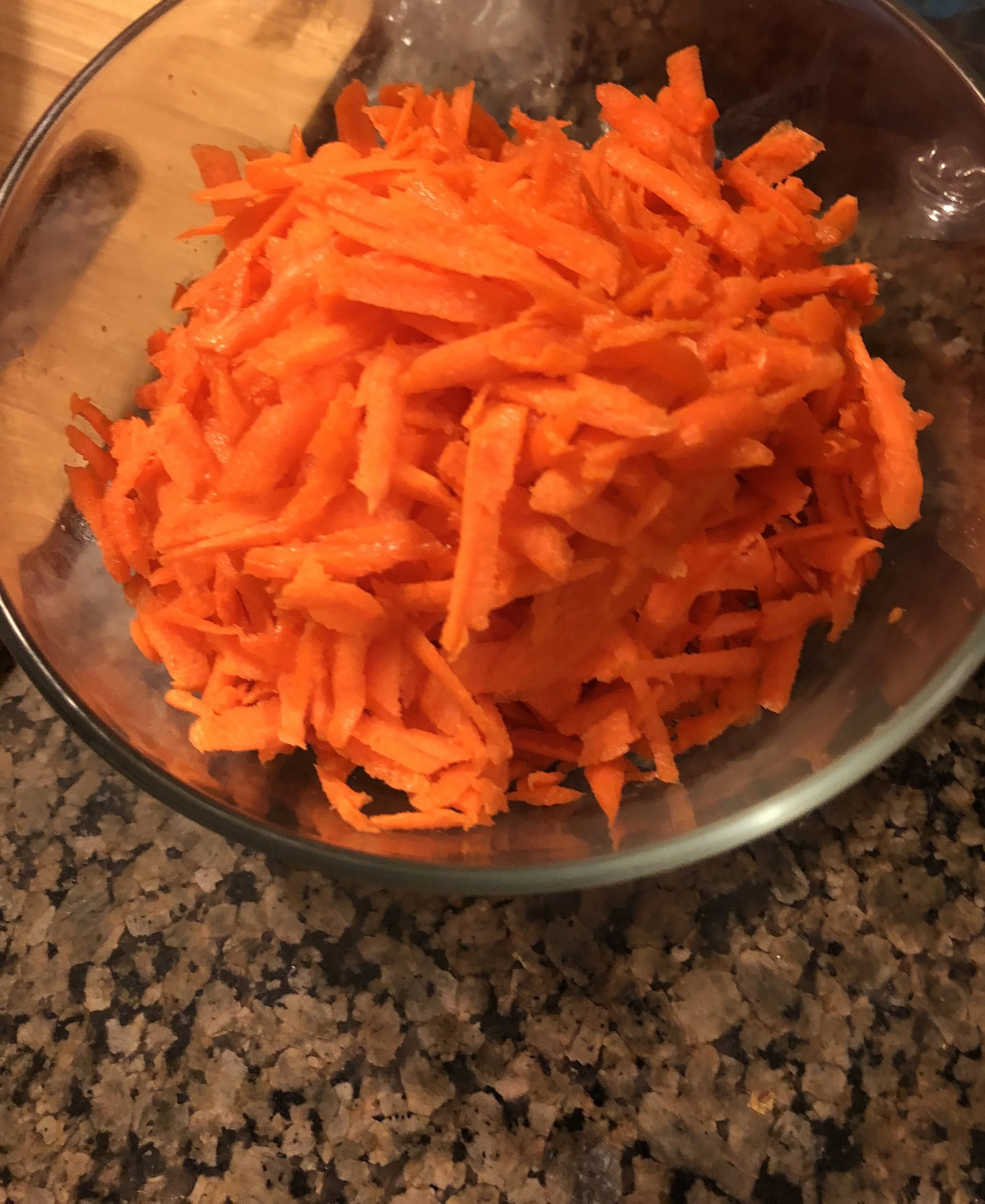 Grate your peeled carrots until you have two cups of shredded carrots