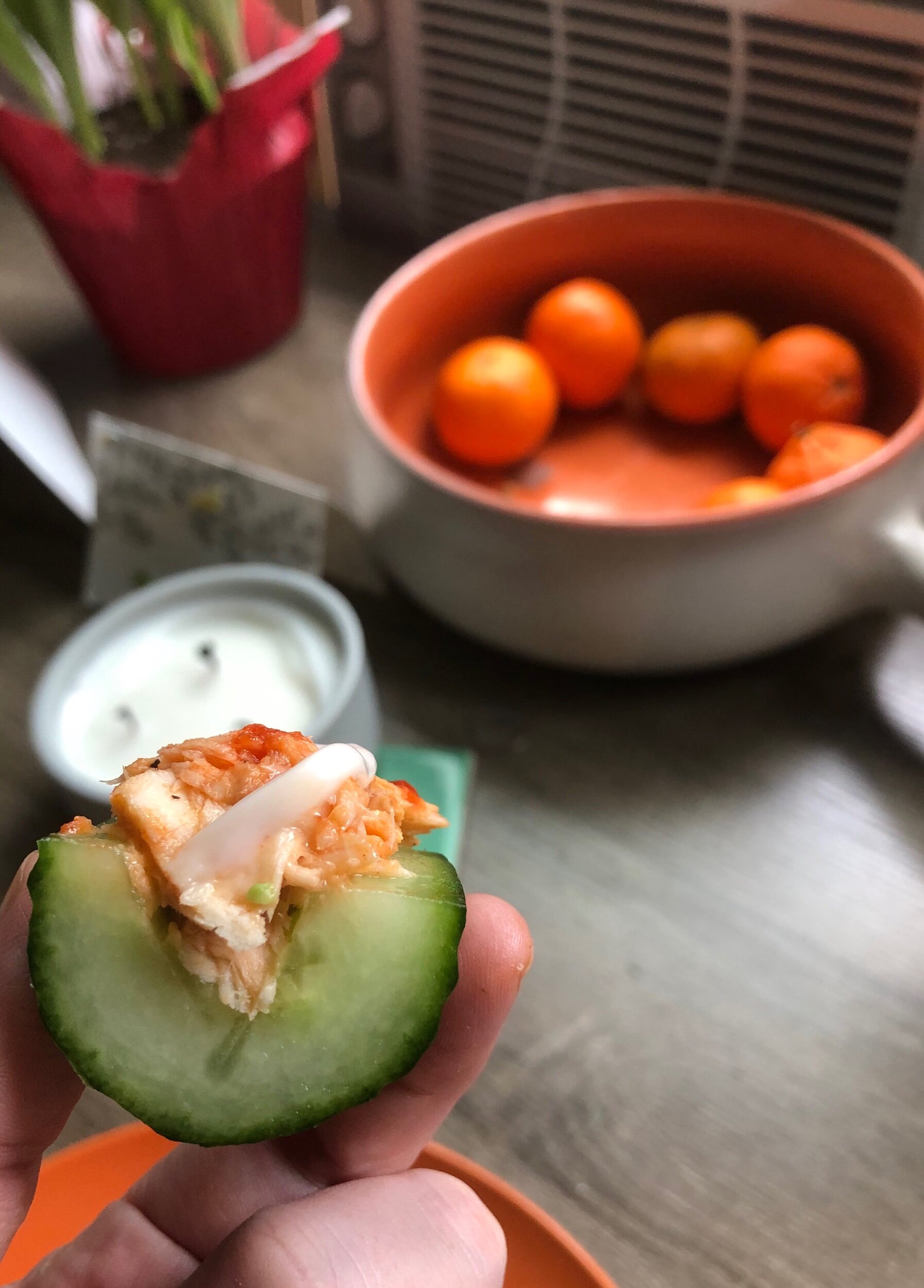 Cross Section view of the individual piece- it is hard to see the avocado, but as the advocate for the hidden avocado, I testify on a stack of cookbooks it’s in there…