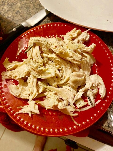 Pictured: a Single chicken breast, shredded