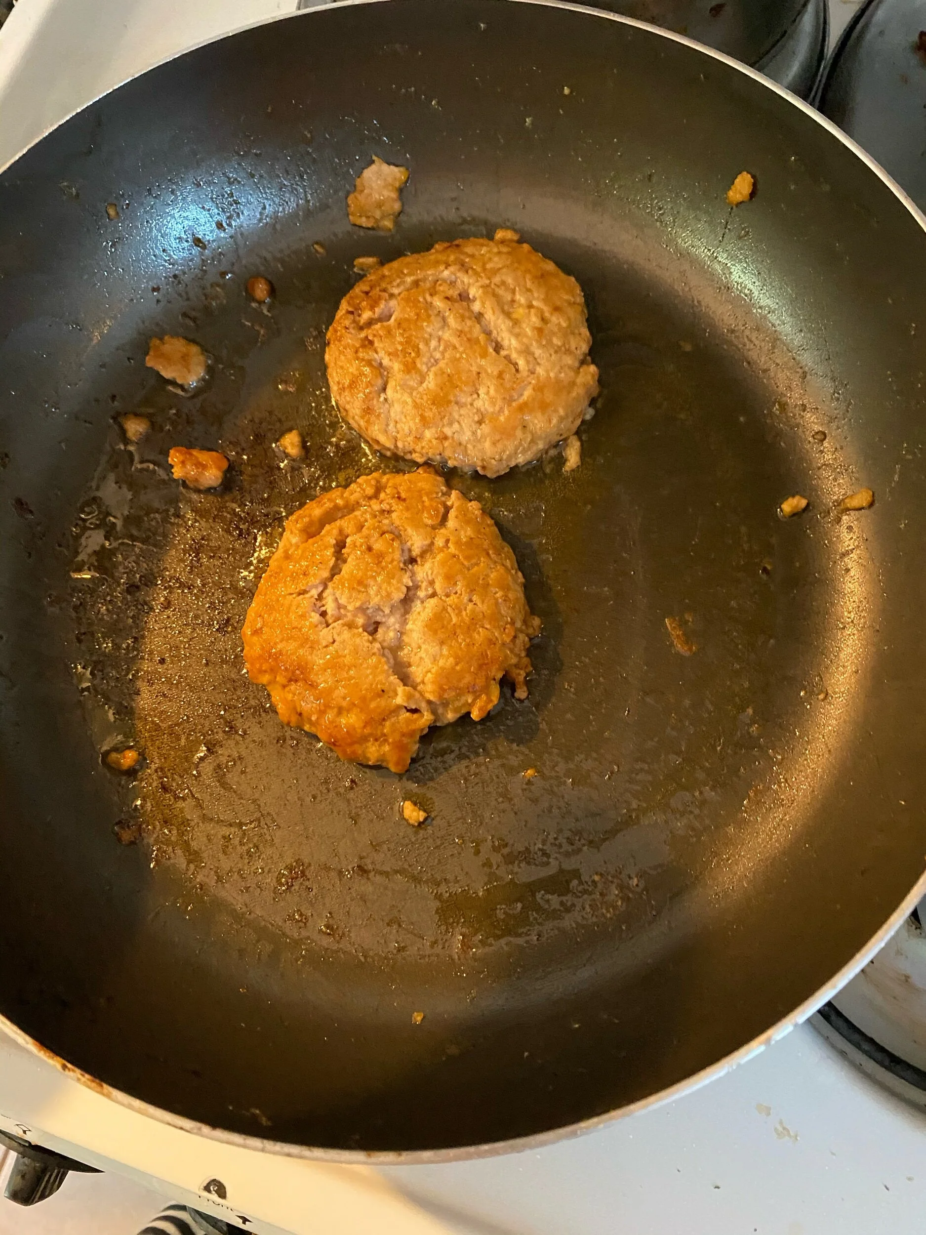 Add 2 tbls of olive oil to your medium skillet and cook until browning appears On both sides.