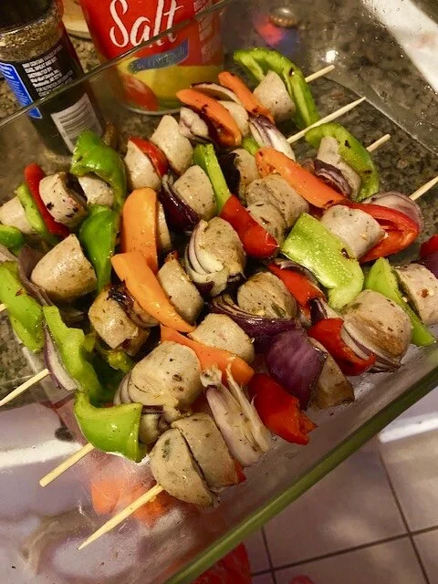 Simple (and Healthy) Chicken Sausage and Peppers Kebabs