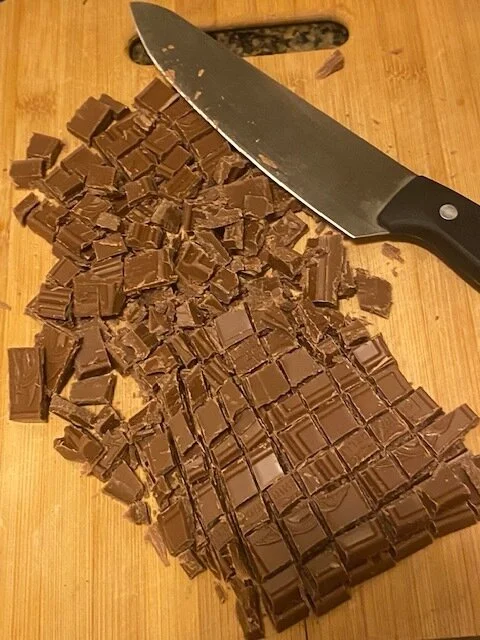 Finely dice your chocolate