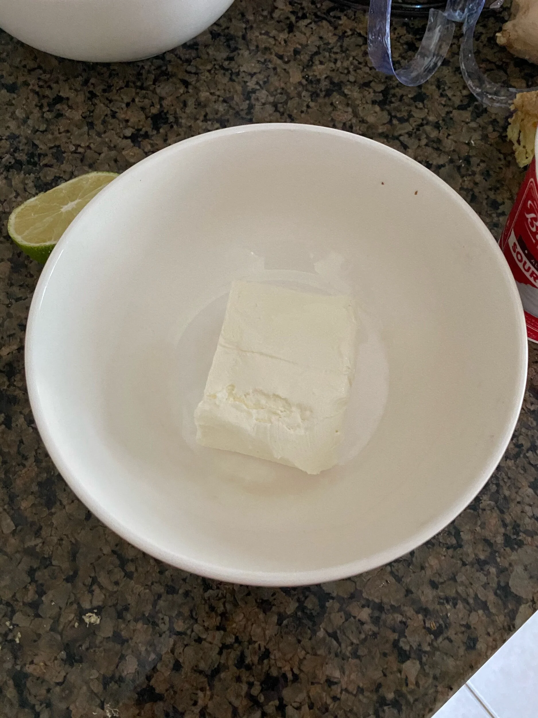 Soften the 3 oz of cream cheese