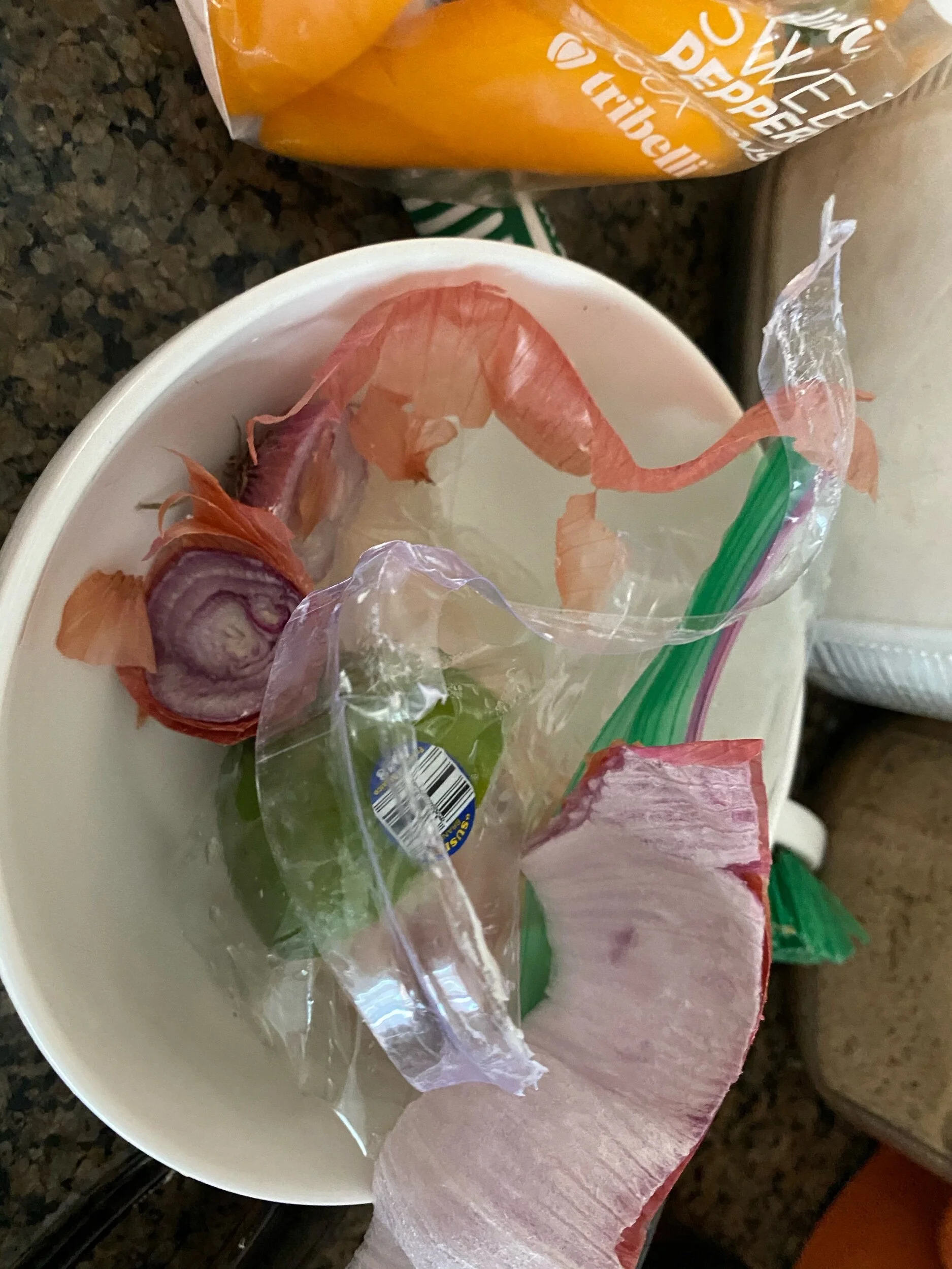 I usually try and keep to the habit of having a racel ray garbage bosl and this is mine for this recipe