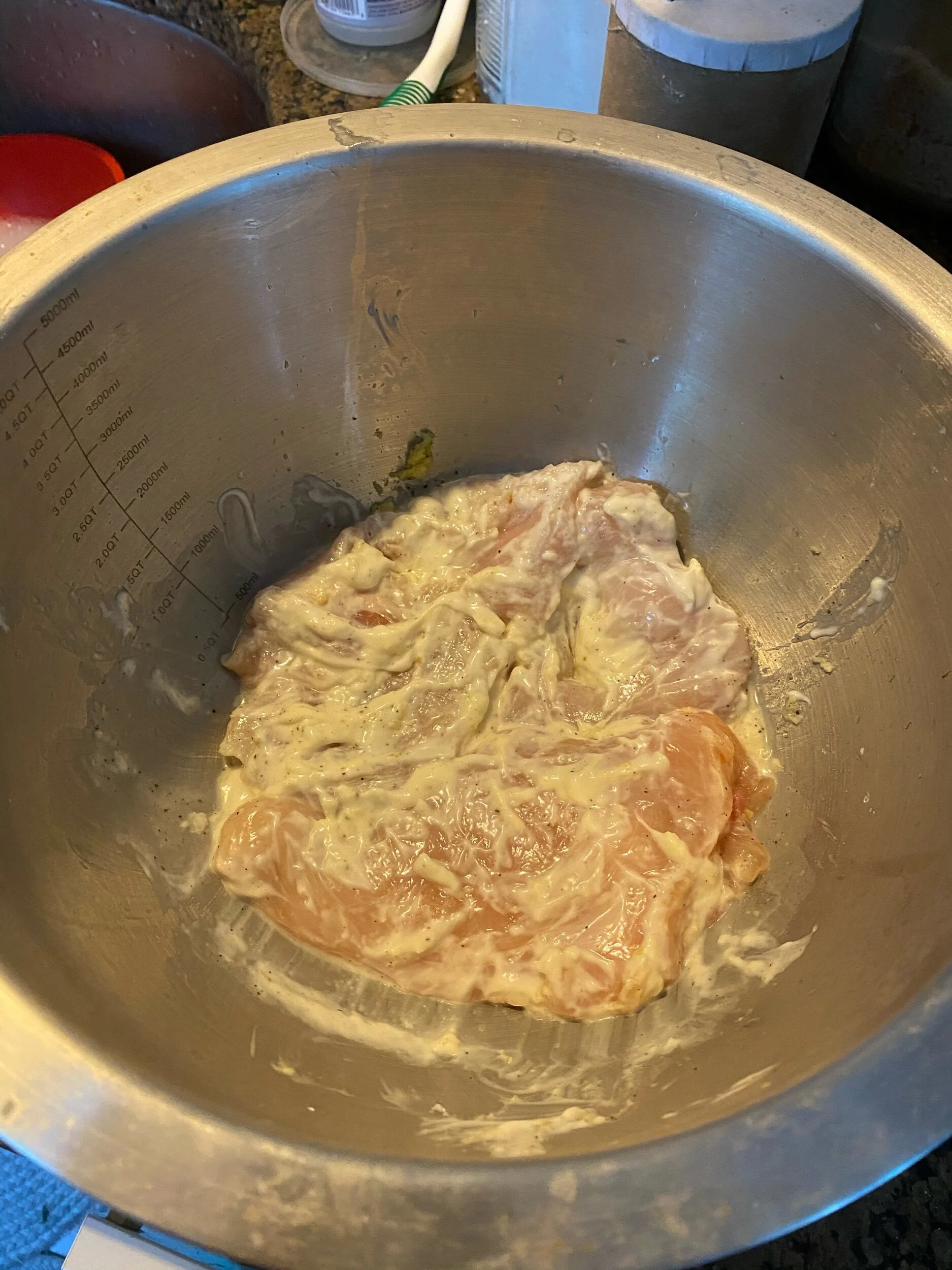 Coat your chicken and marinate for 30 minutes+