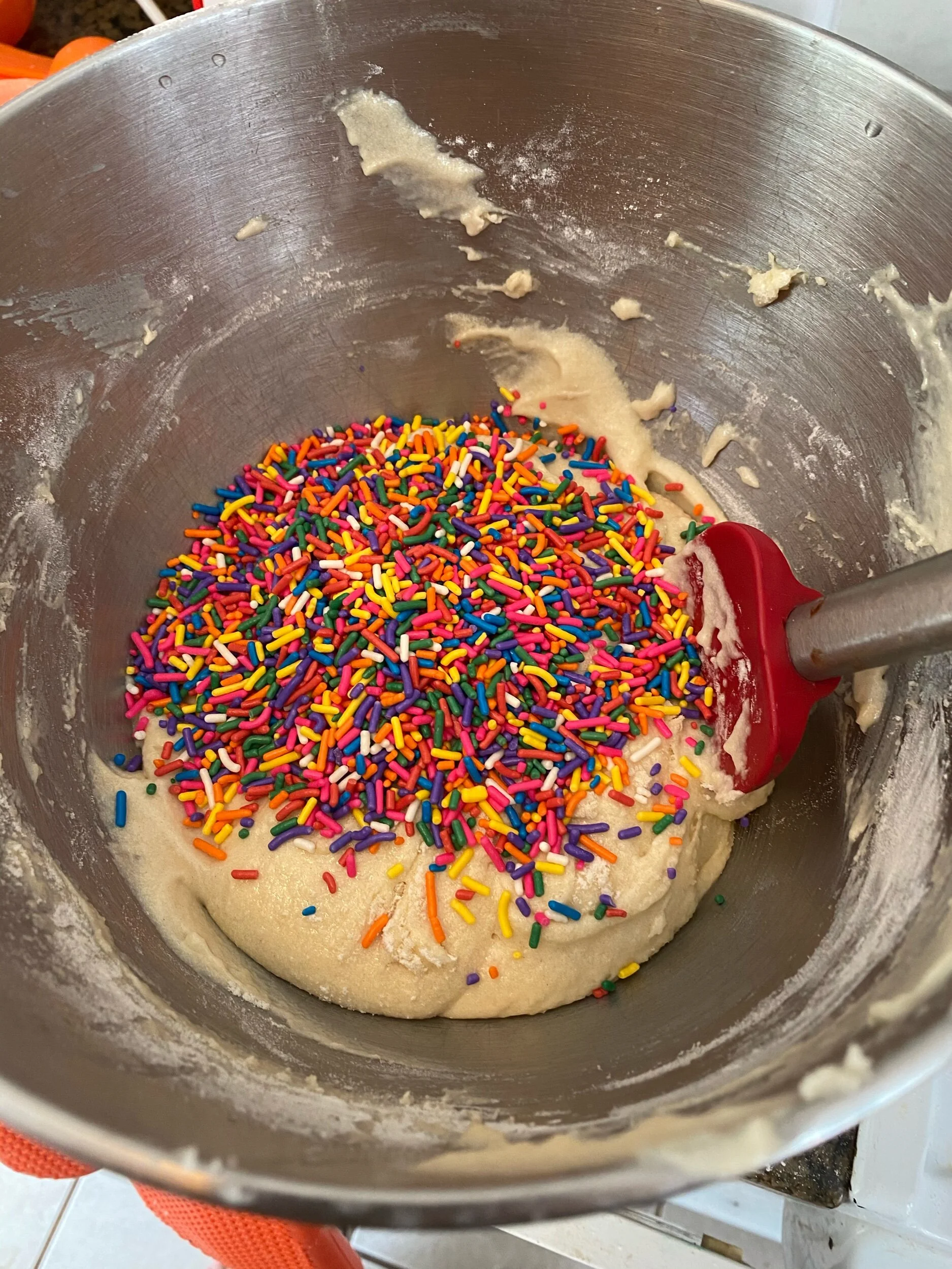 Mix in sprinkles throughly