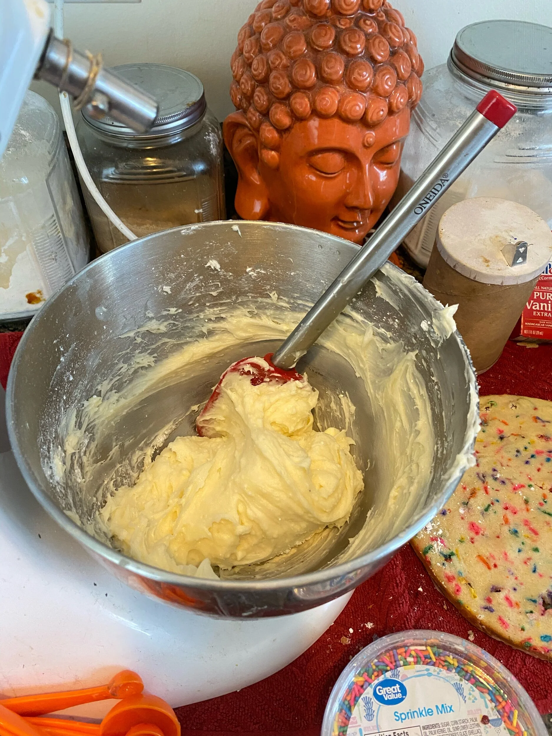 Make the frosting: In a mixer fitted with the paddle attachment, beat cream cheese, butter and salt together at medium speed until light and fluffy, 2 minutes. Reduce speed to low and, with mixer running, slowly add sugar and beat until smooth. Beat…