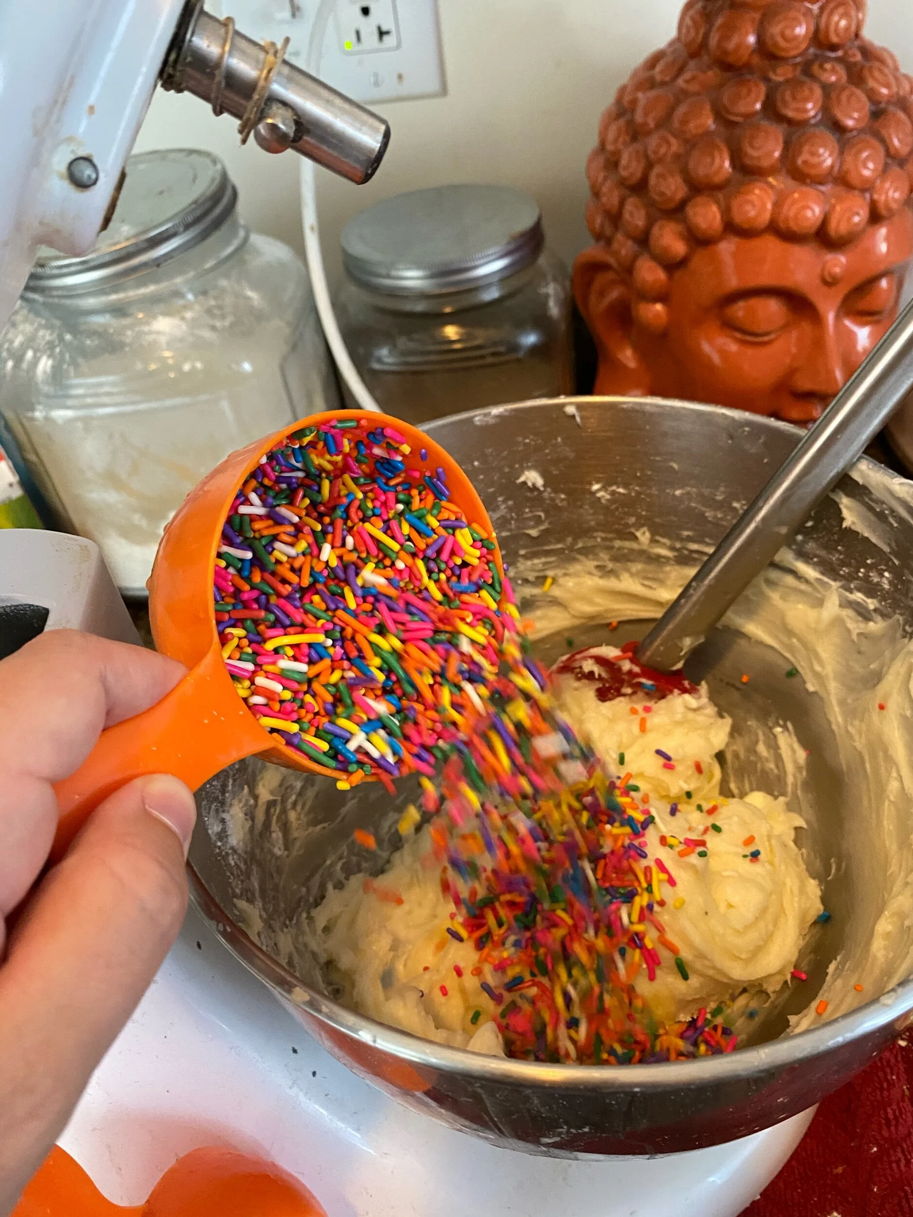 Mix in the frosting sprinkles!