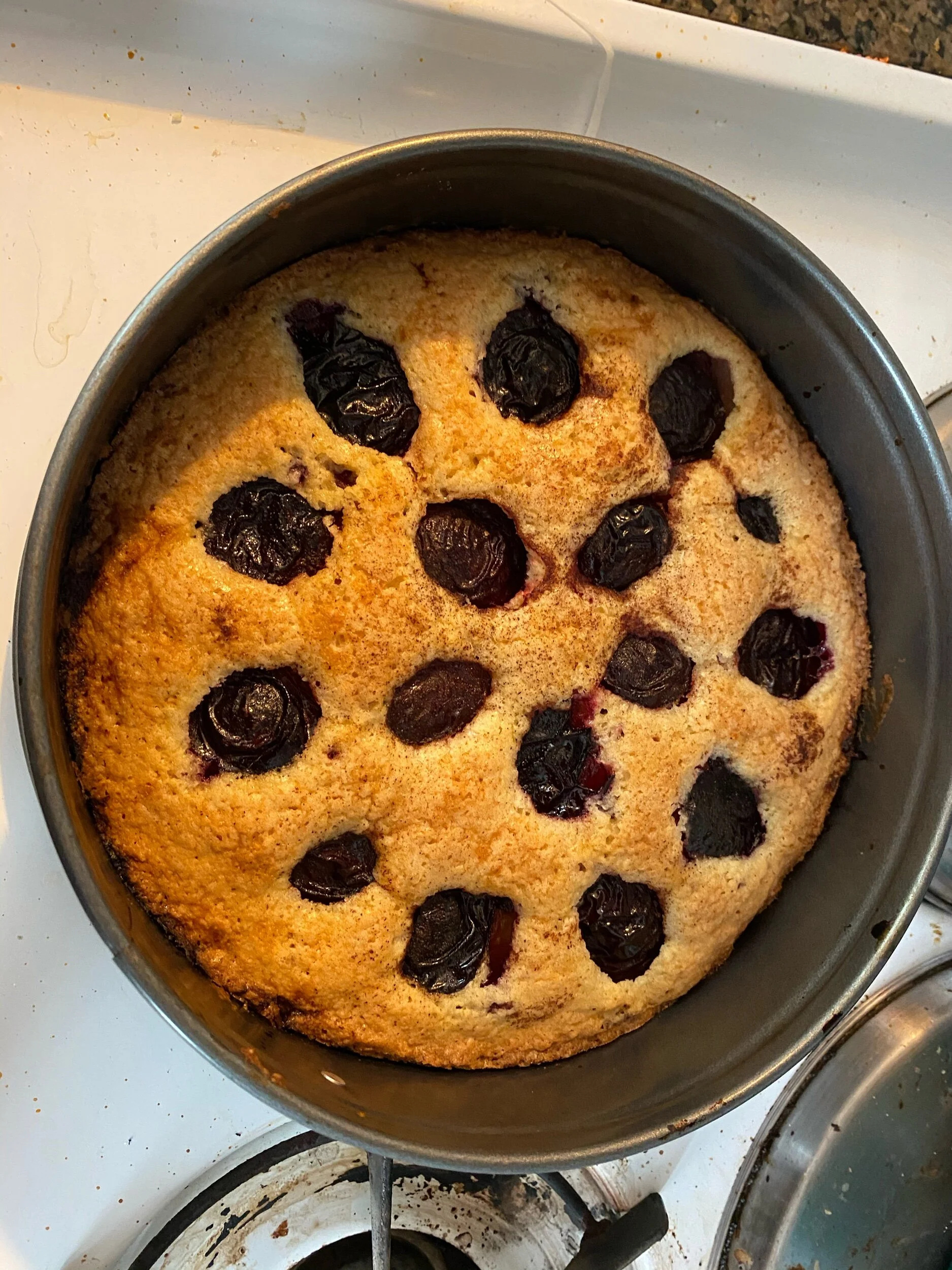 Cook for 50-60 minutes in your oven depending on the heat of your oven and how many plums you add- more plums mean more moments because of their internal water content