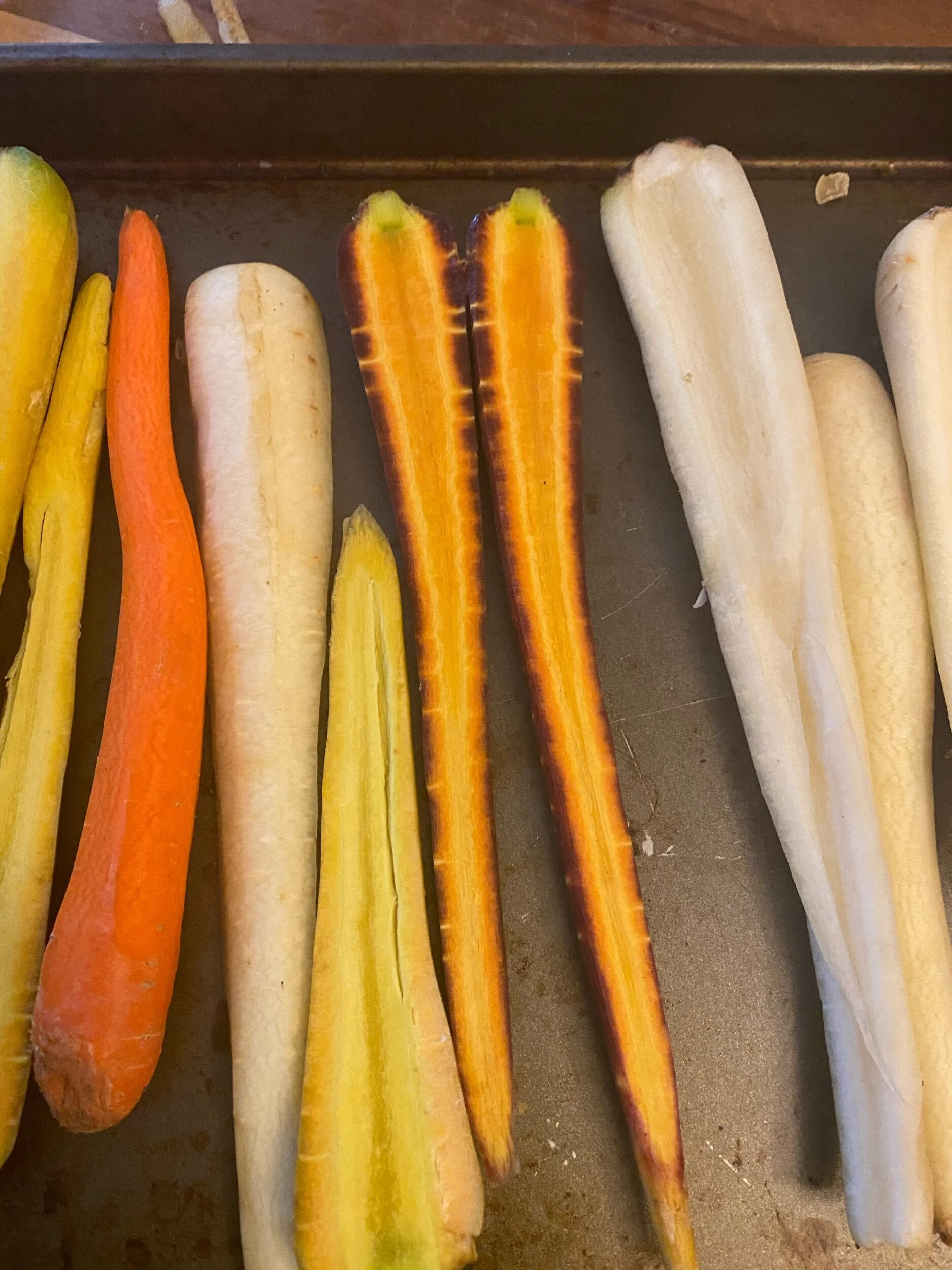 Roasted Rosemary honied tricolor carrots