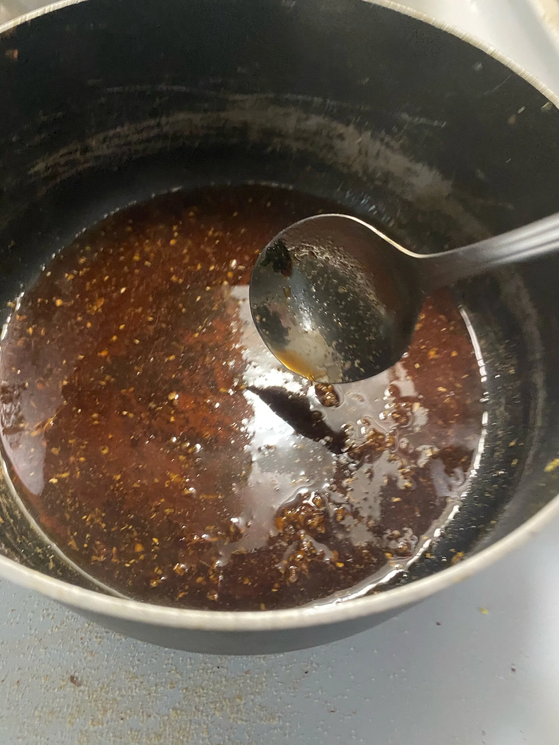 While the peppers are cooking, make the sauce. Add the sauce ingredients to your saucepan and cook until it is syrupy and coats a spoon inserted in the mixture, Turn off the heat and set aside until your peppers are done cooking. Remove the peppers …