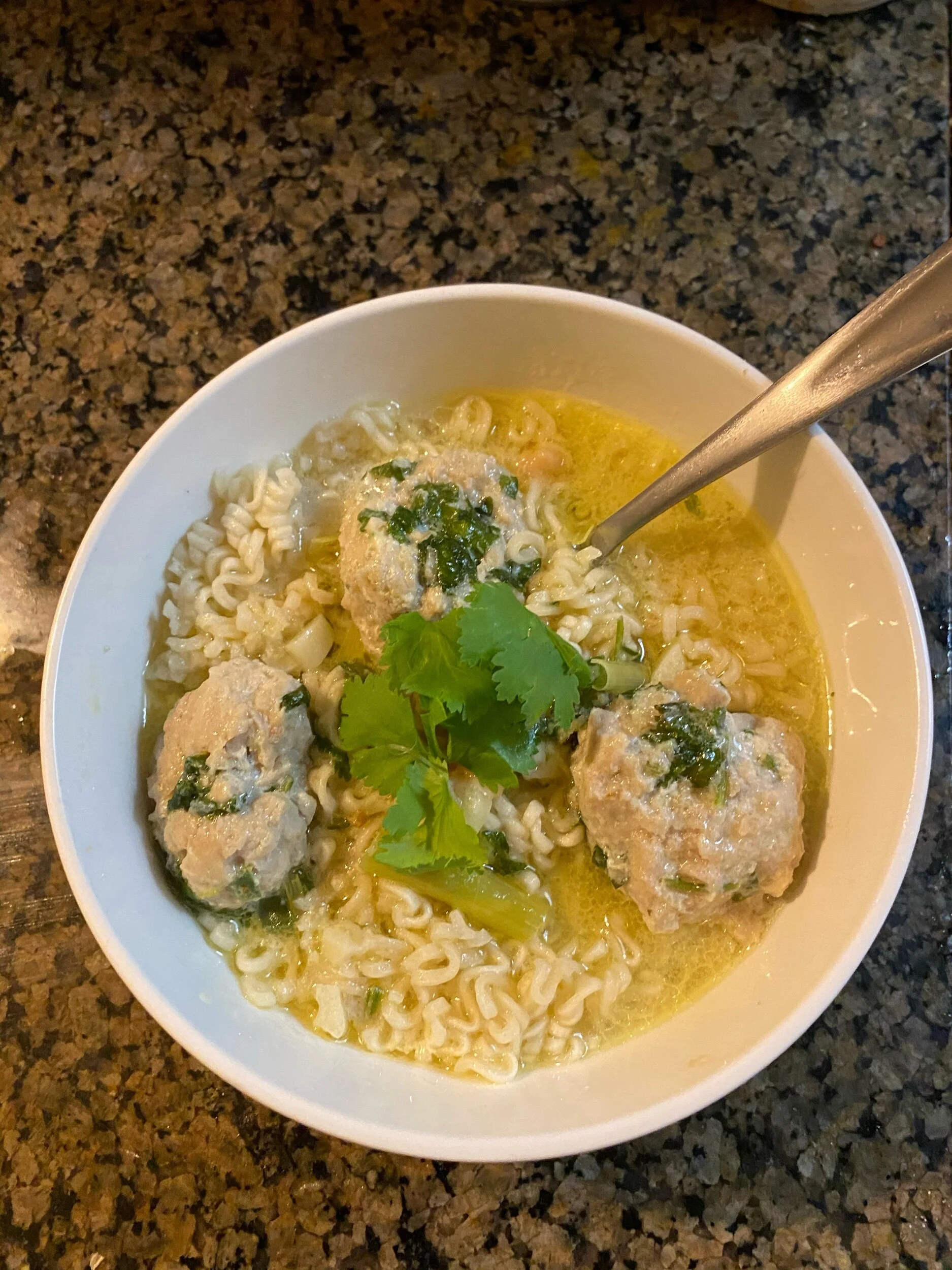 Thai inspired chicken meatball soup