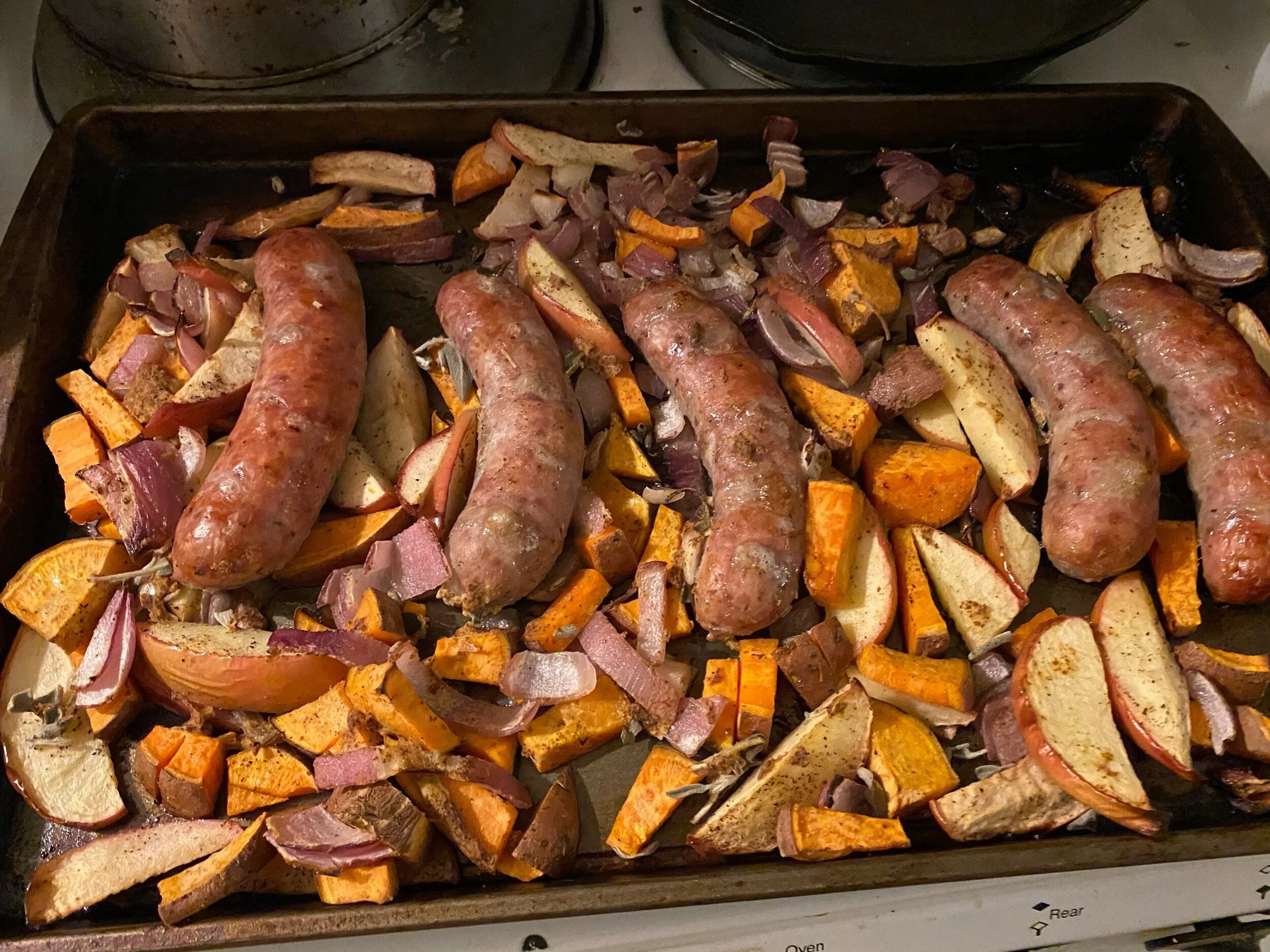 Pour the apple cider vinegar over the vegetables and serve hot!