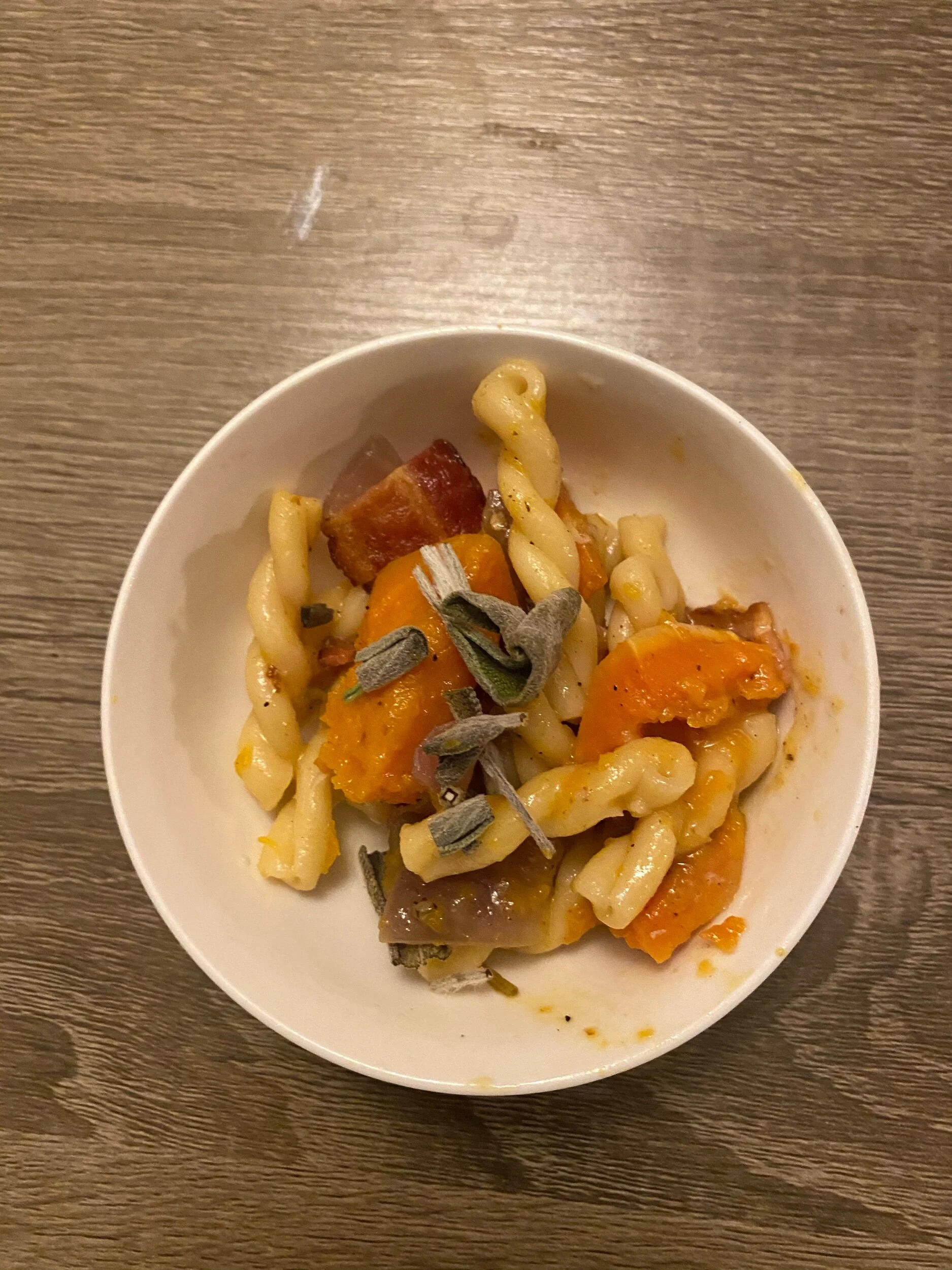 Parmesan Pasta with Butternut Squash and bacon
